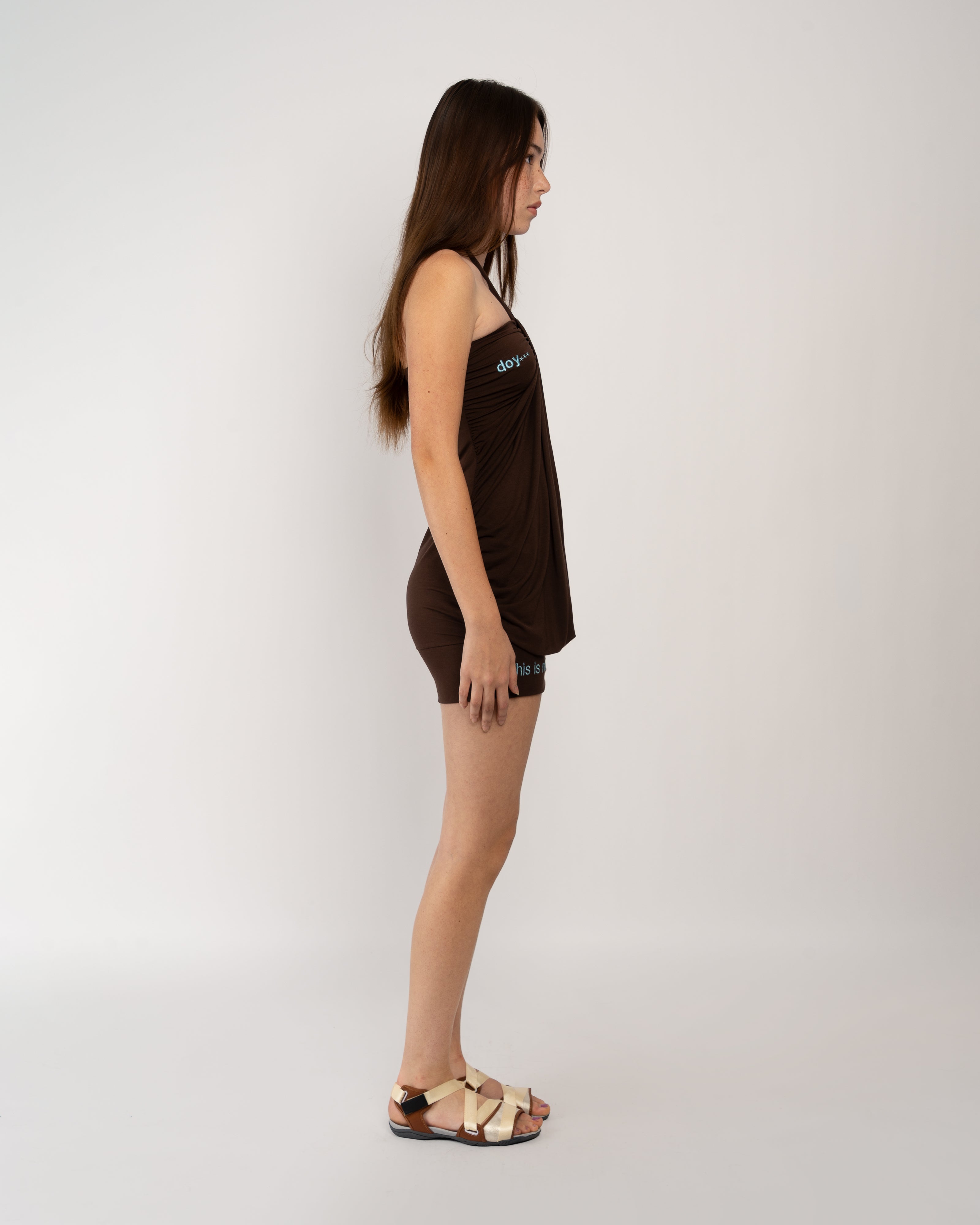 Tatu Halter Dress in Brown