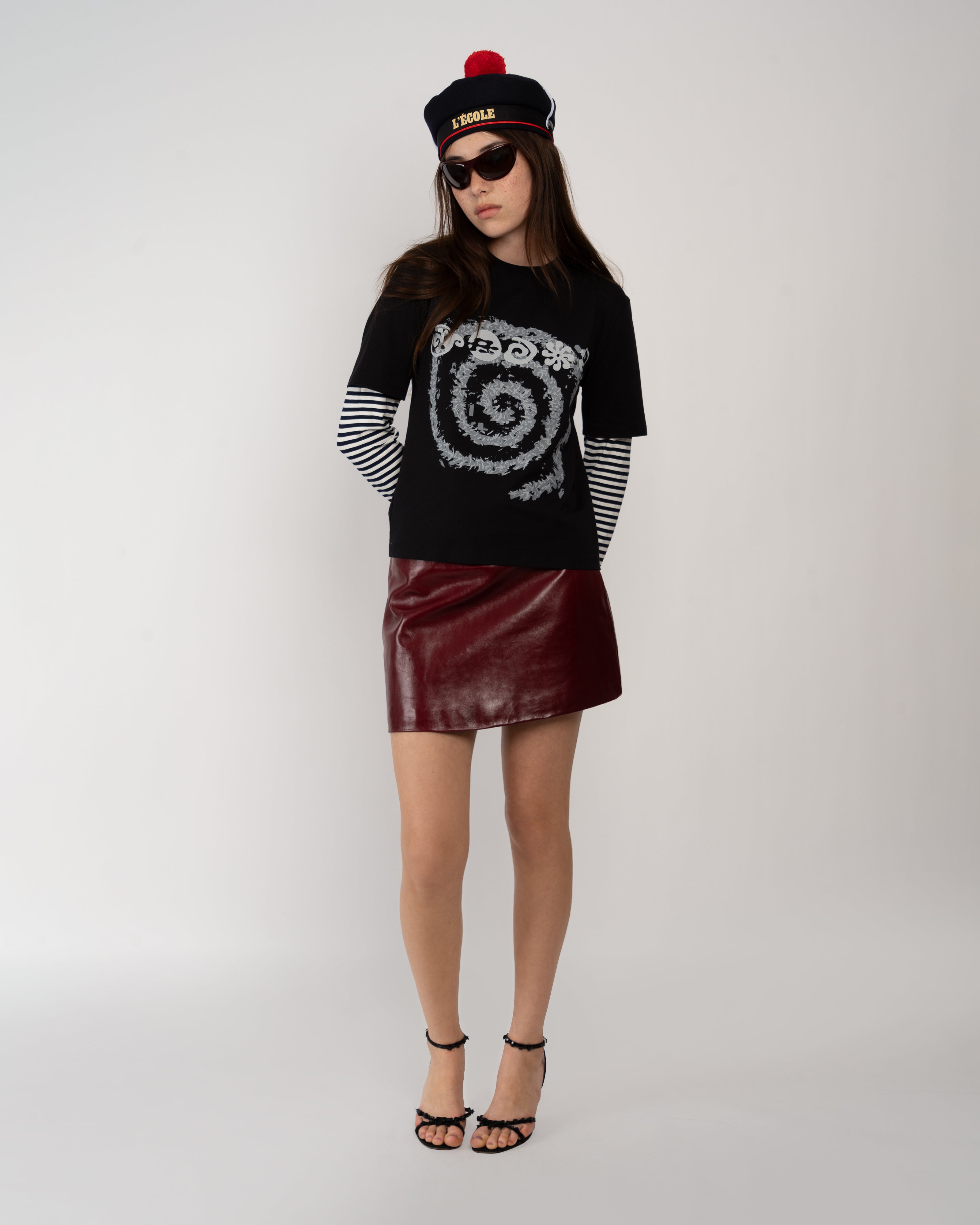 Burgundy Leather Mini Skirt