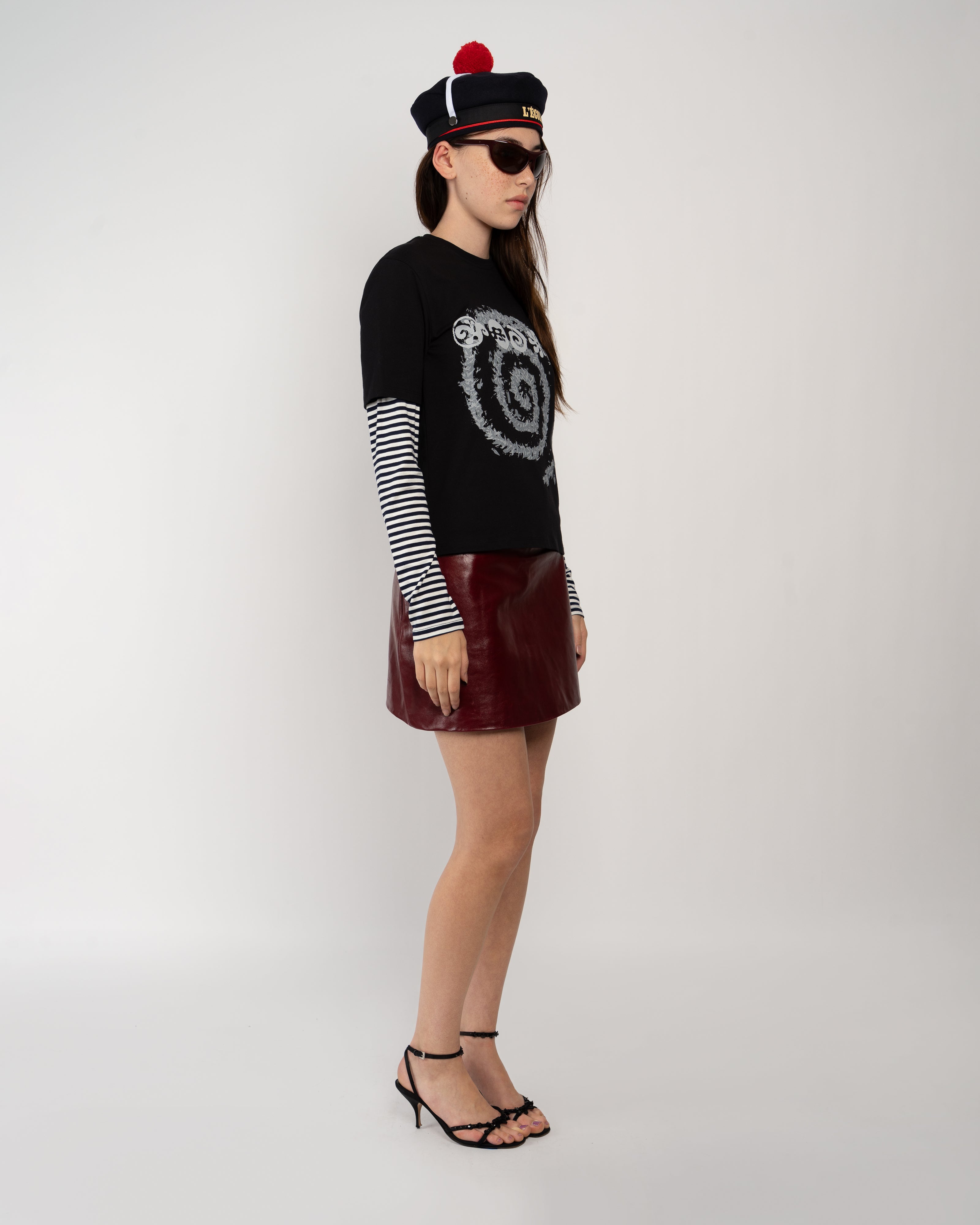 Burgundy Leather Mini Skirt