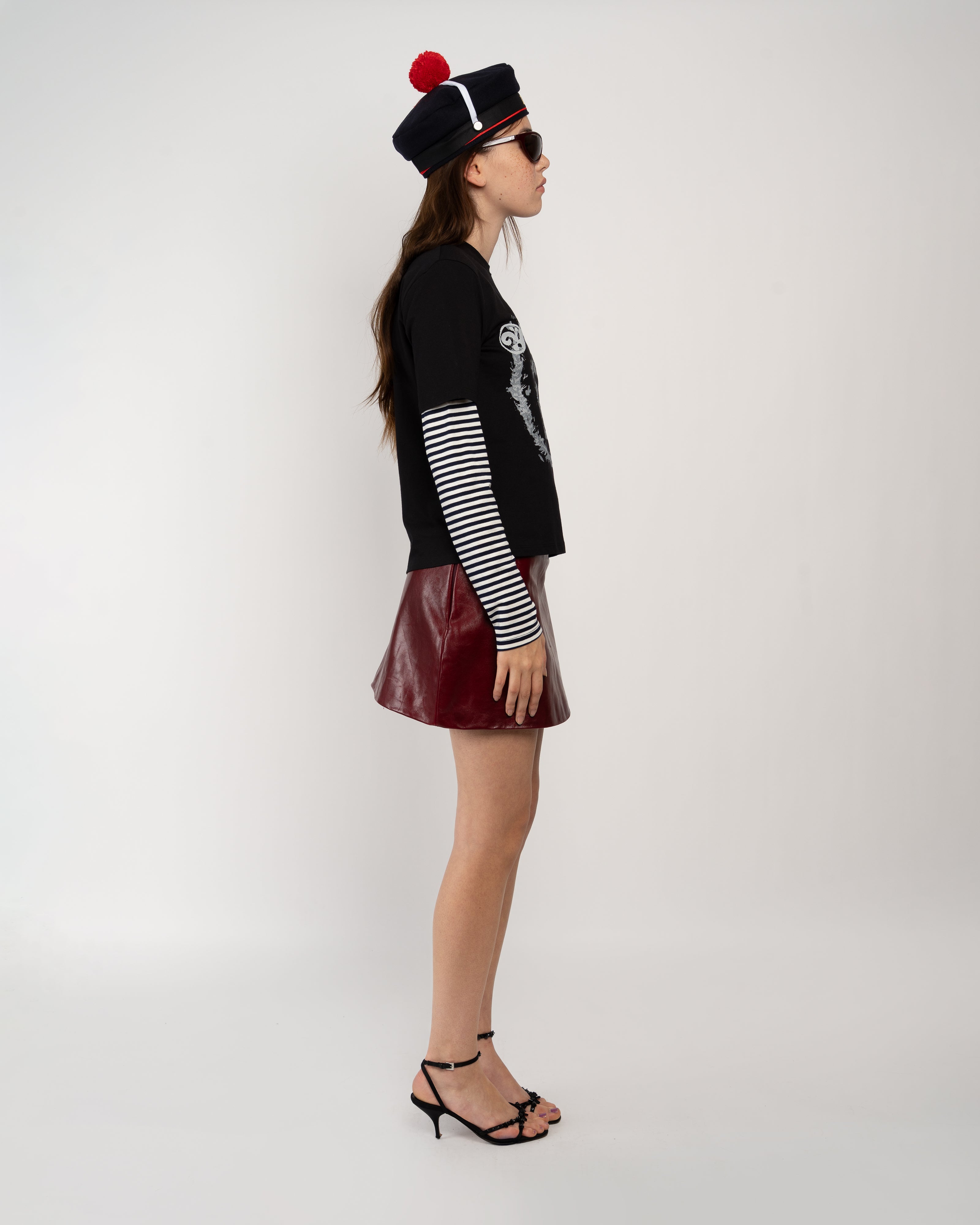 Burgundy Leather Mini Skirt
