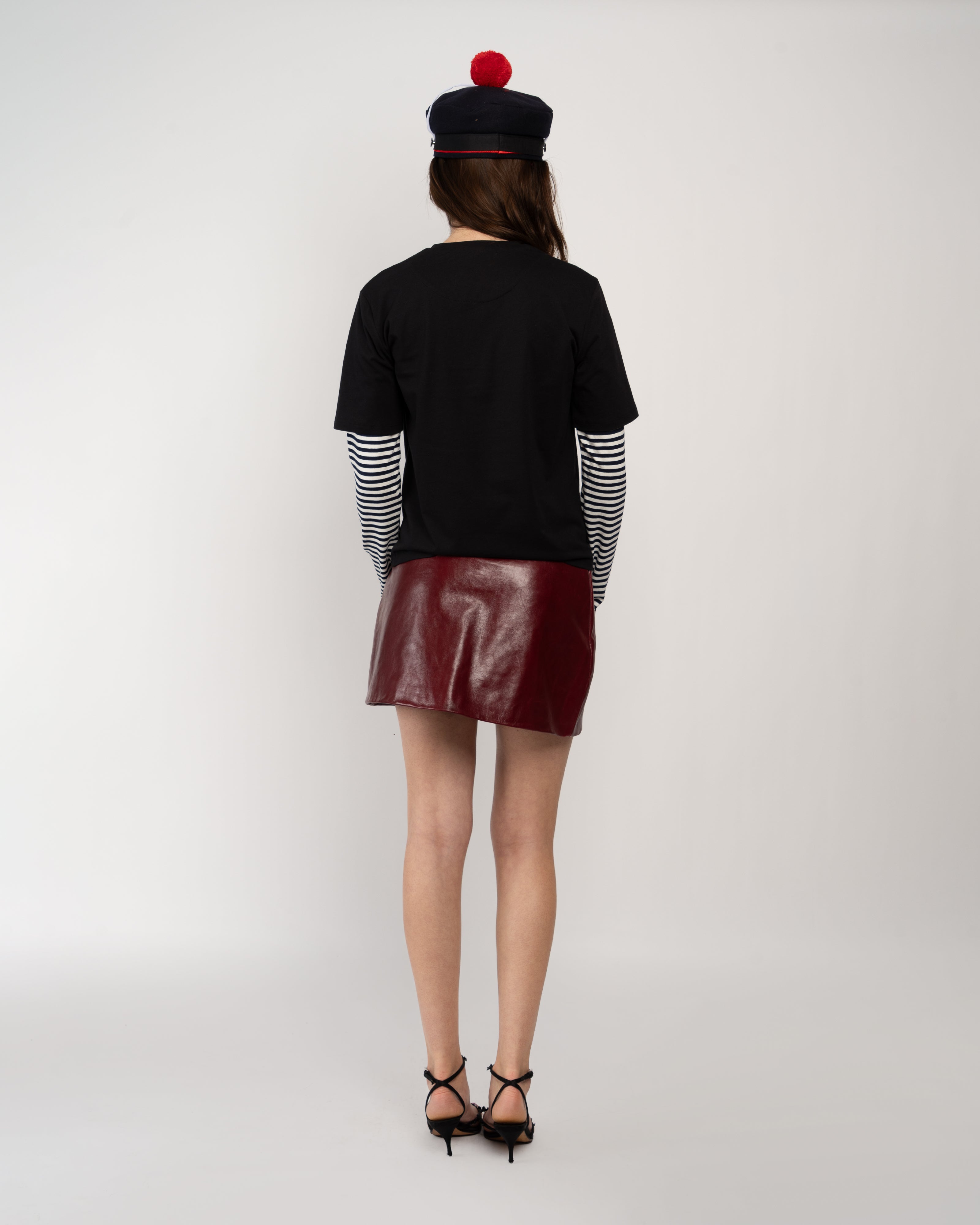 Burgundy Leather Mini Skirt
