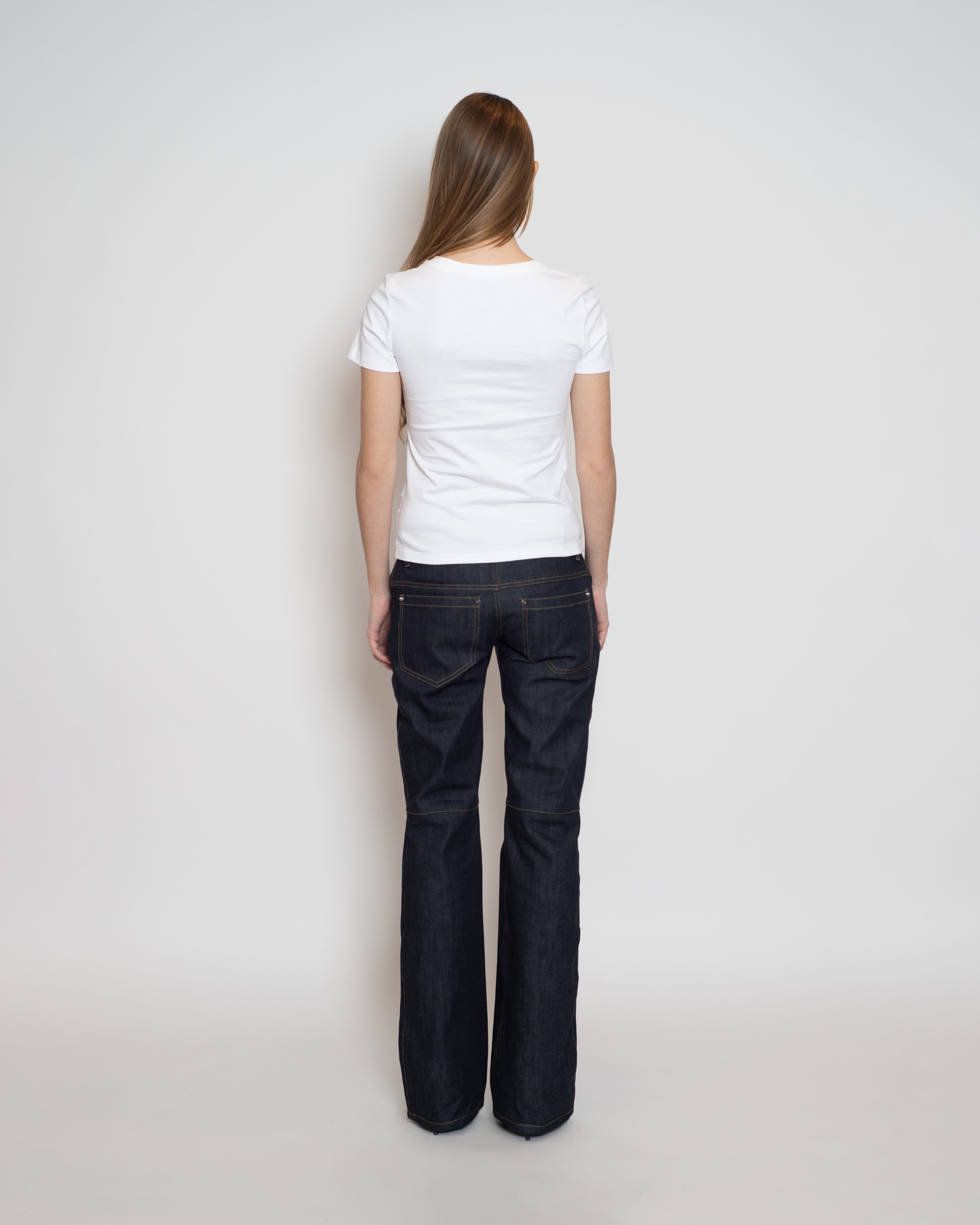 Knee High V-Neck Baby Tee in White