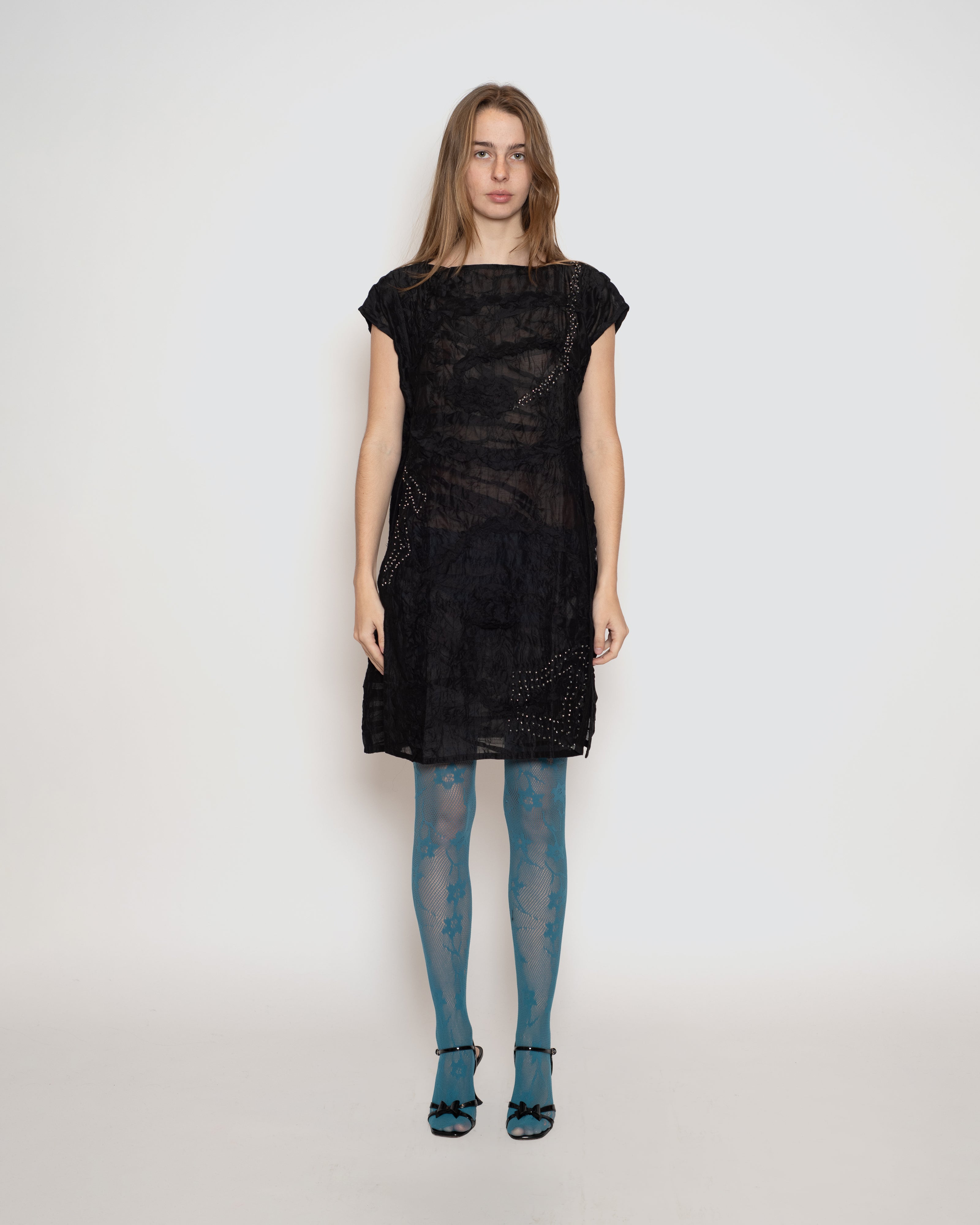 Scrunched and Beaded Kota Mini Dress