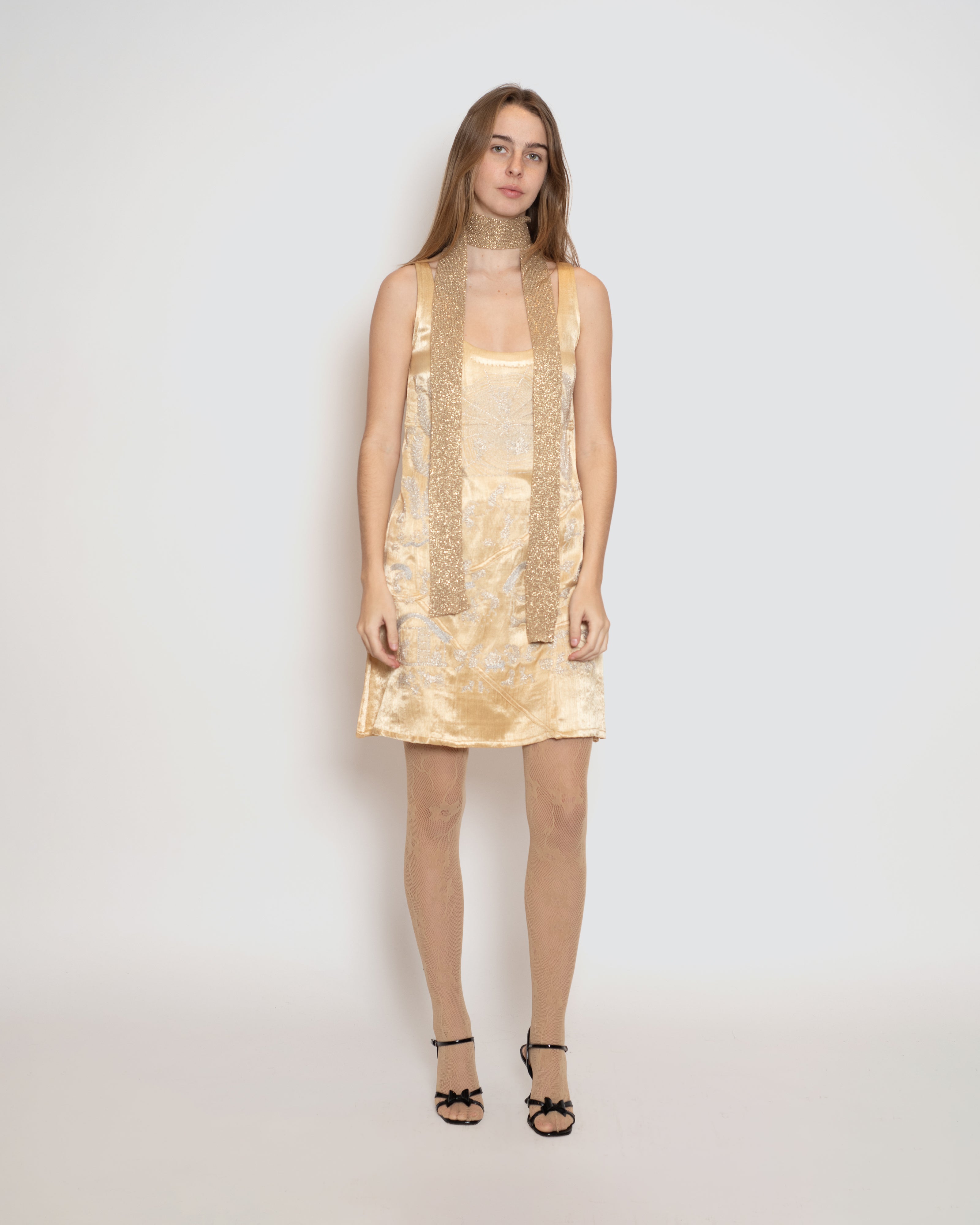 Spider Warli Beadwork Sheath Dress