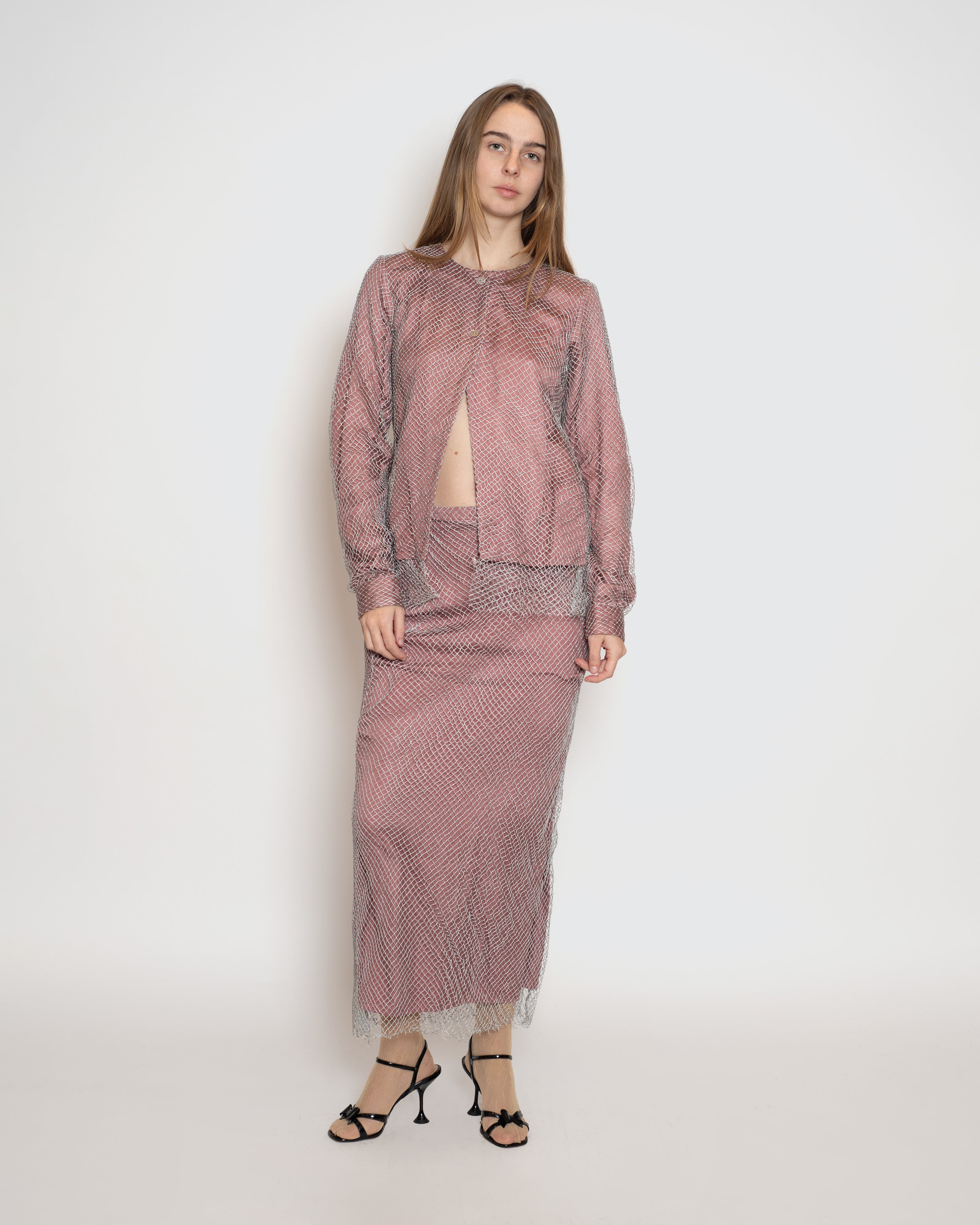 Metallic Net Cardigan