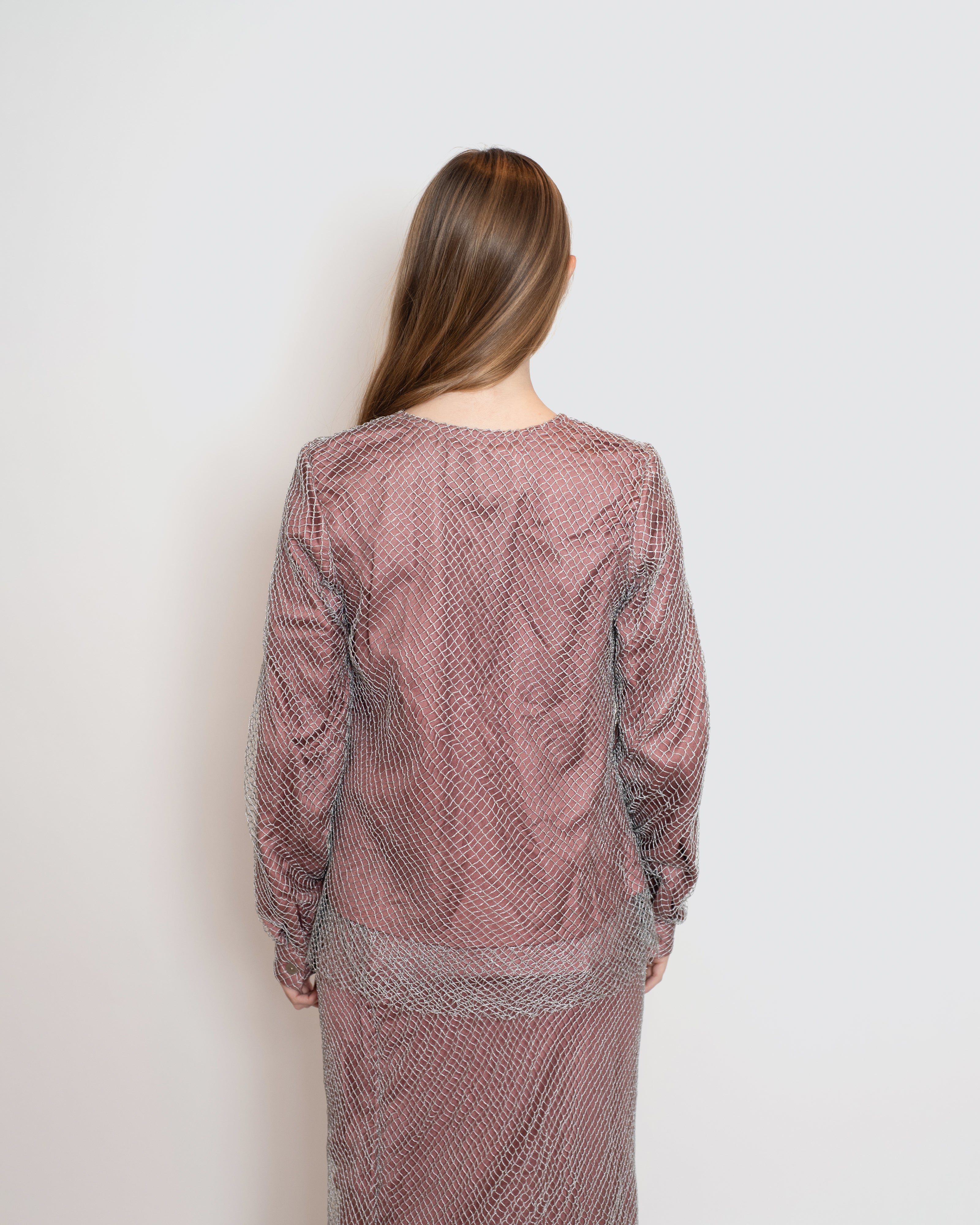 Metallic Net Cardigan