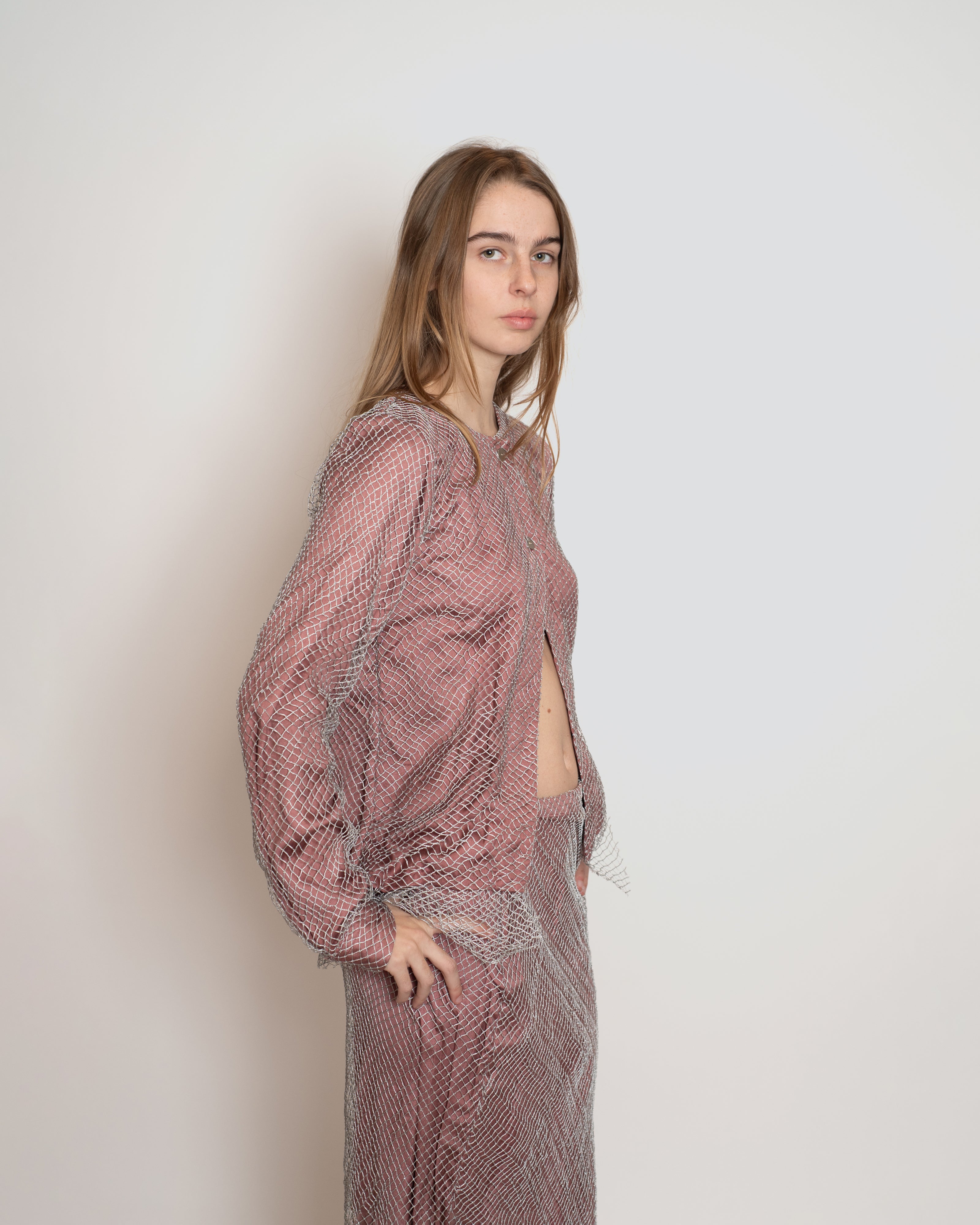 Metallic Net Cardigan