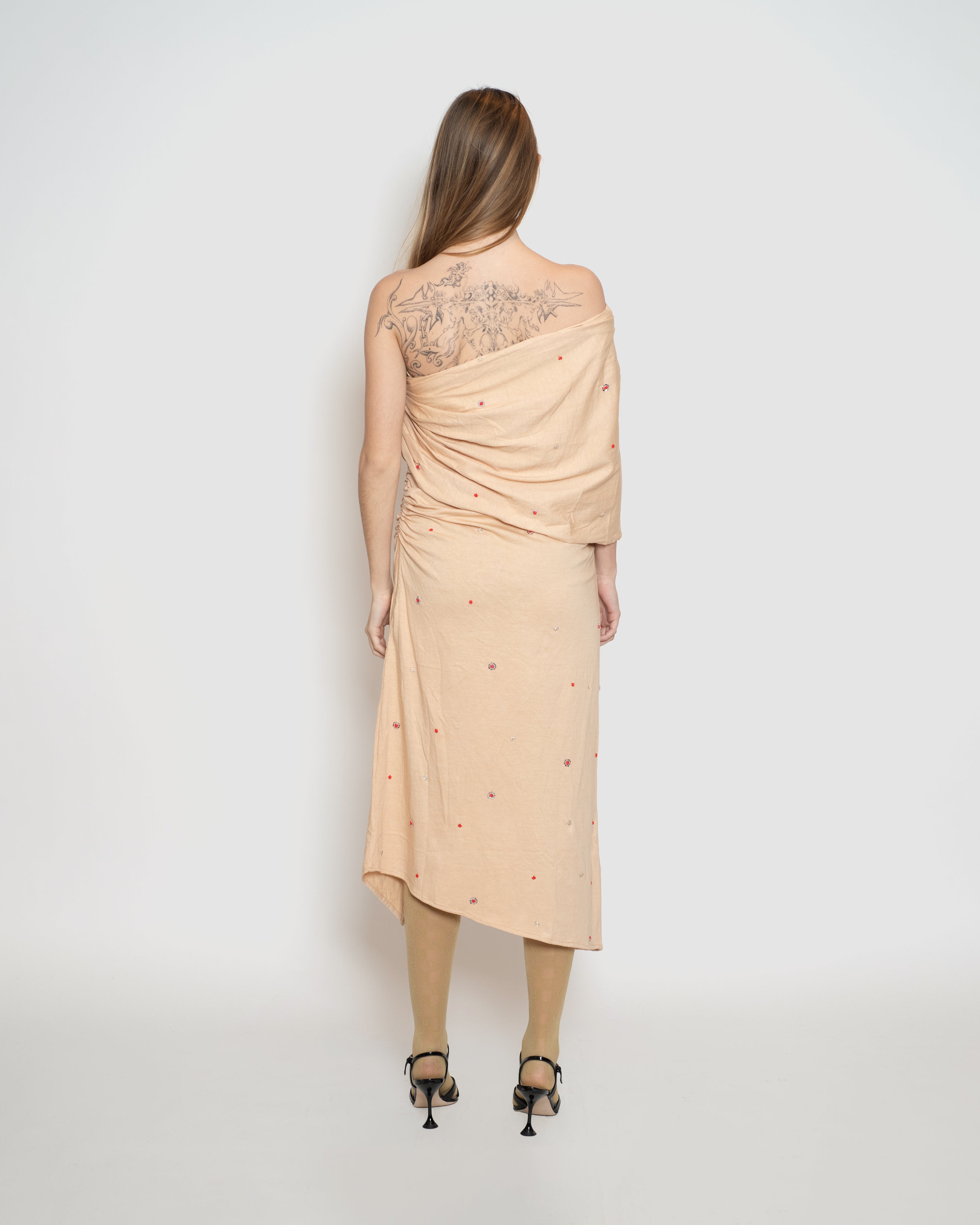 Draped T-shirt Dress With Beadwork