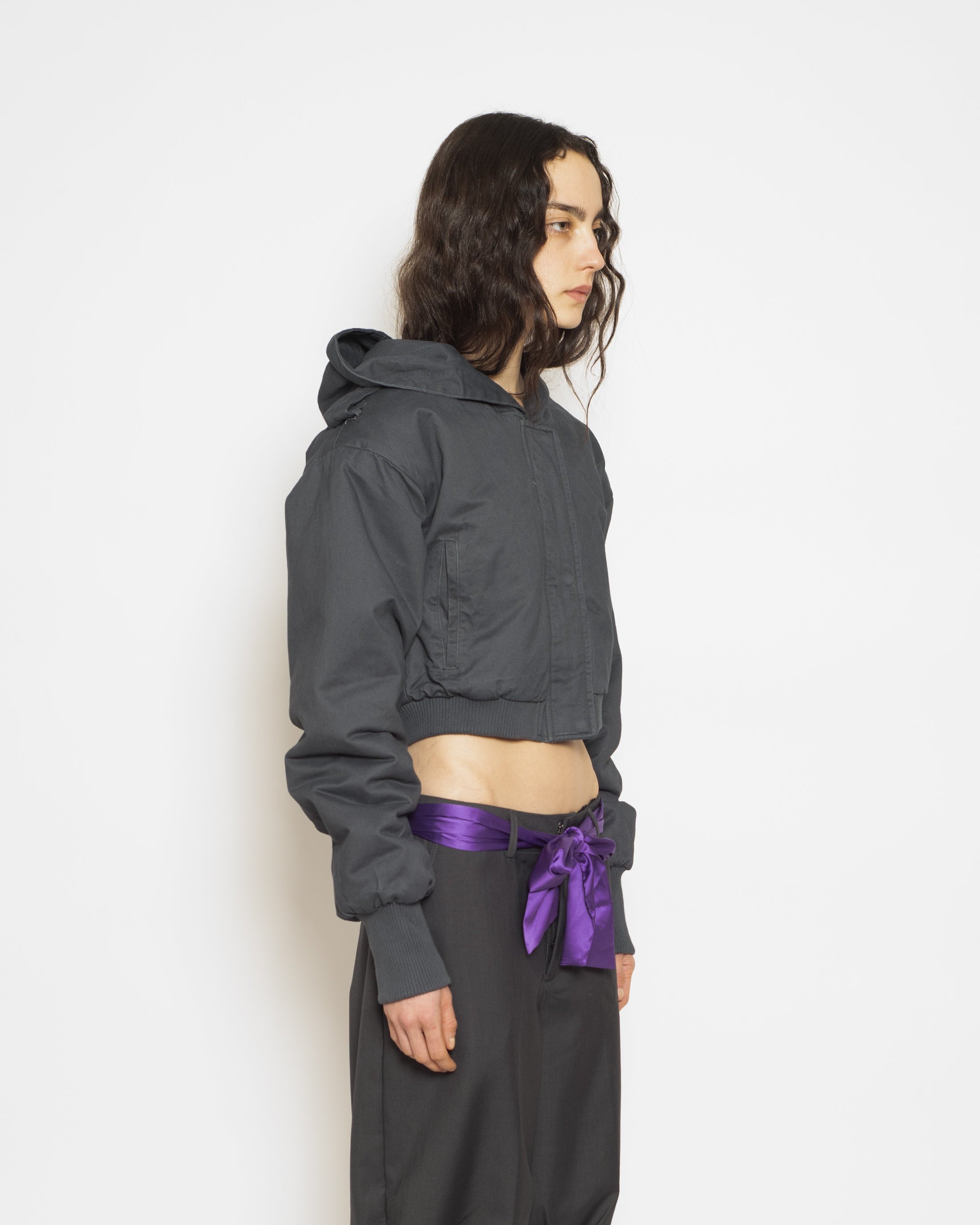 Cap Crop Jacket in Smoke