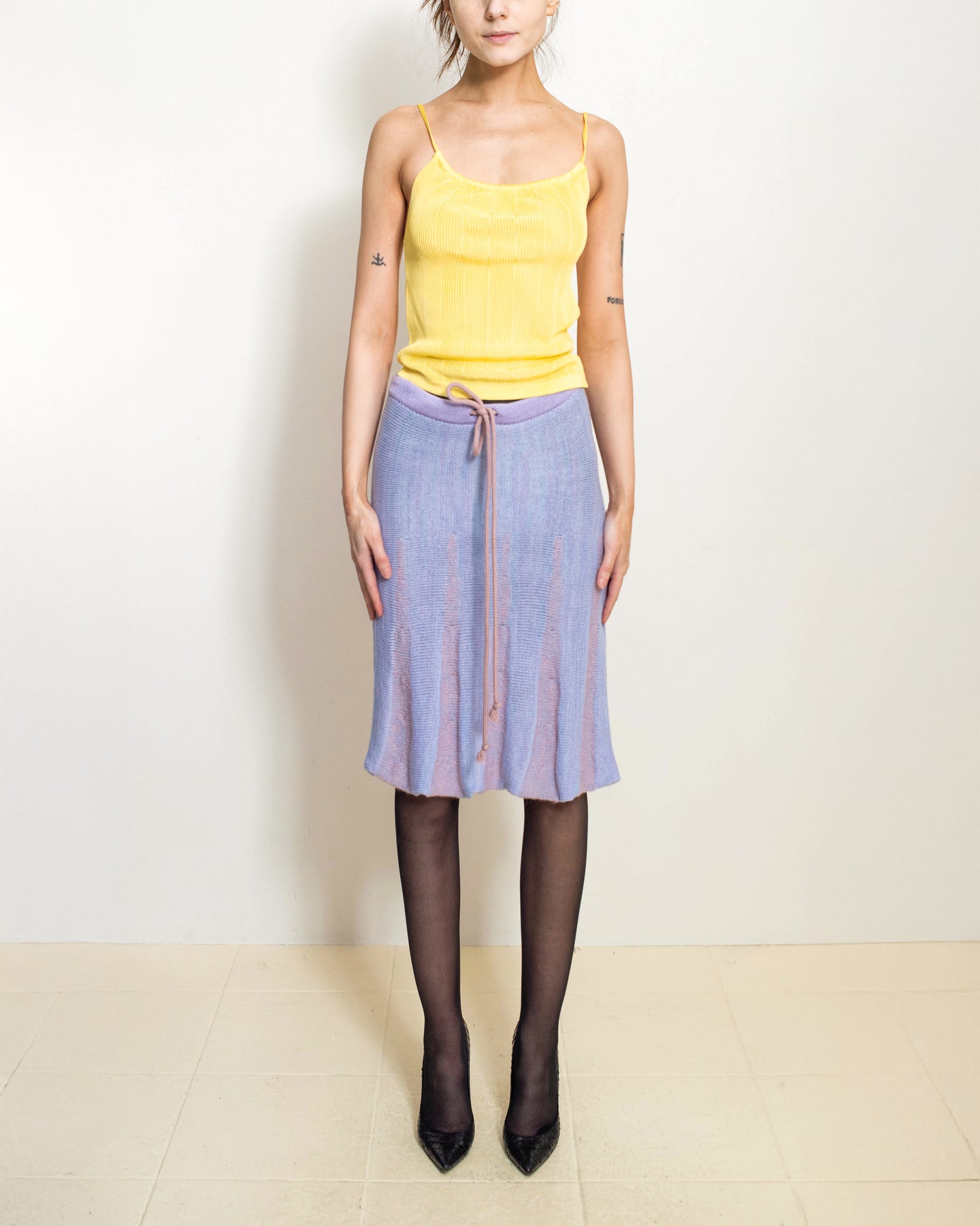 Lilac Godet Midi Skirt