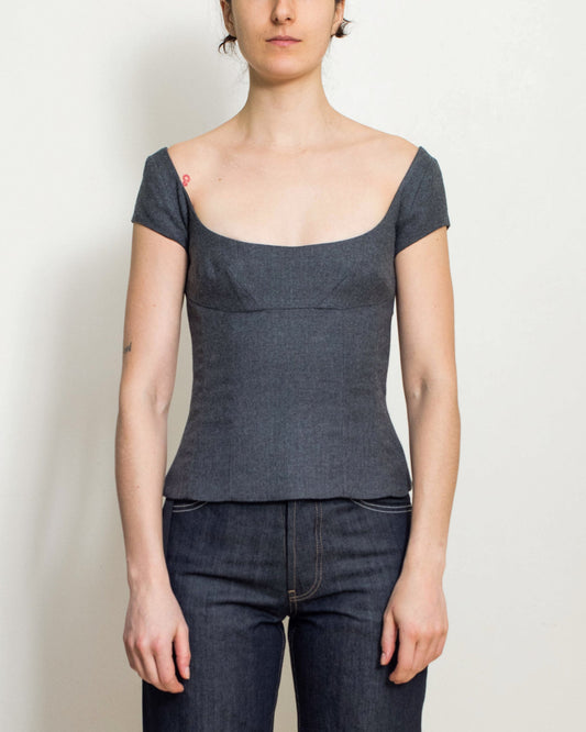 Grey Melange Corselette Top