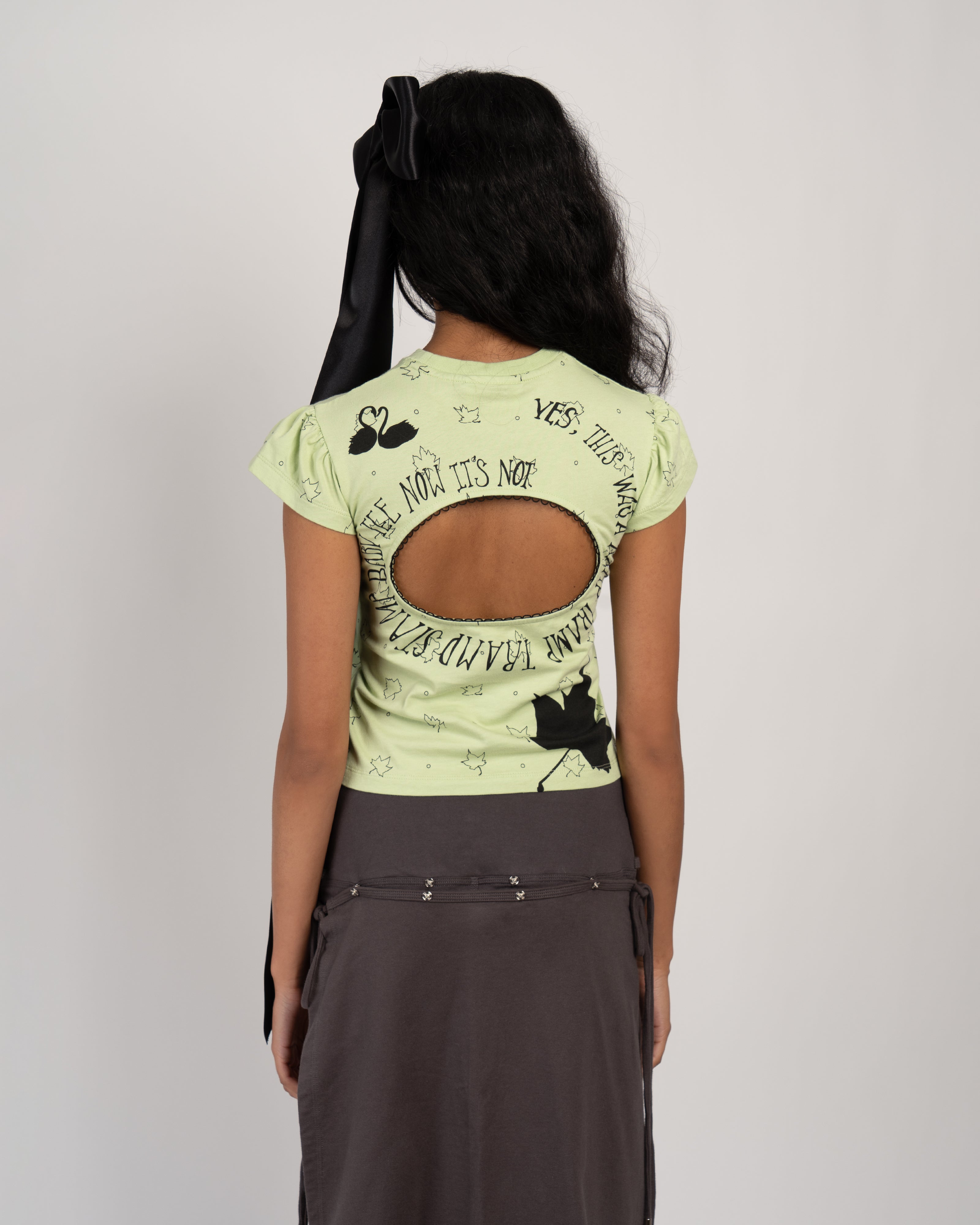 Logo Removal Baby Tee in Green