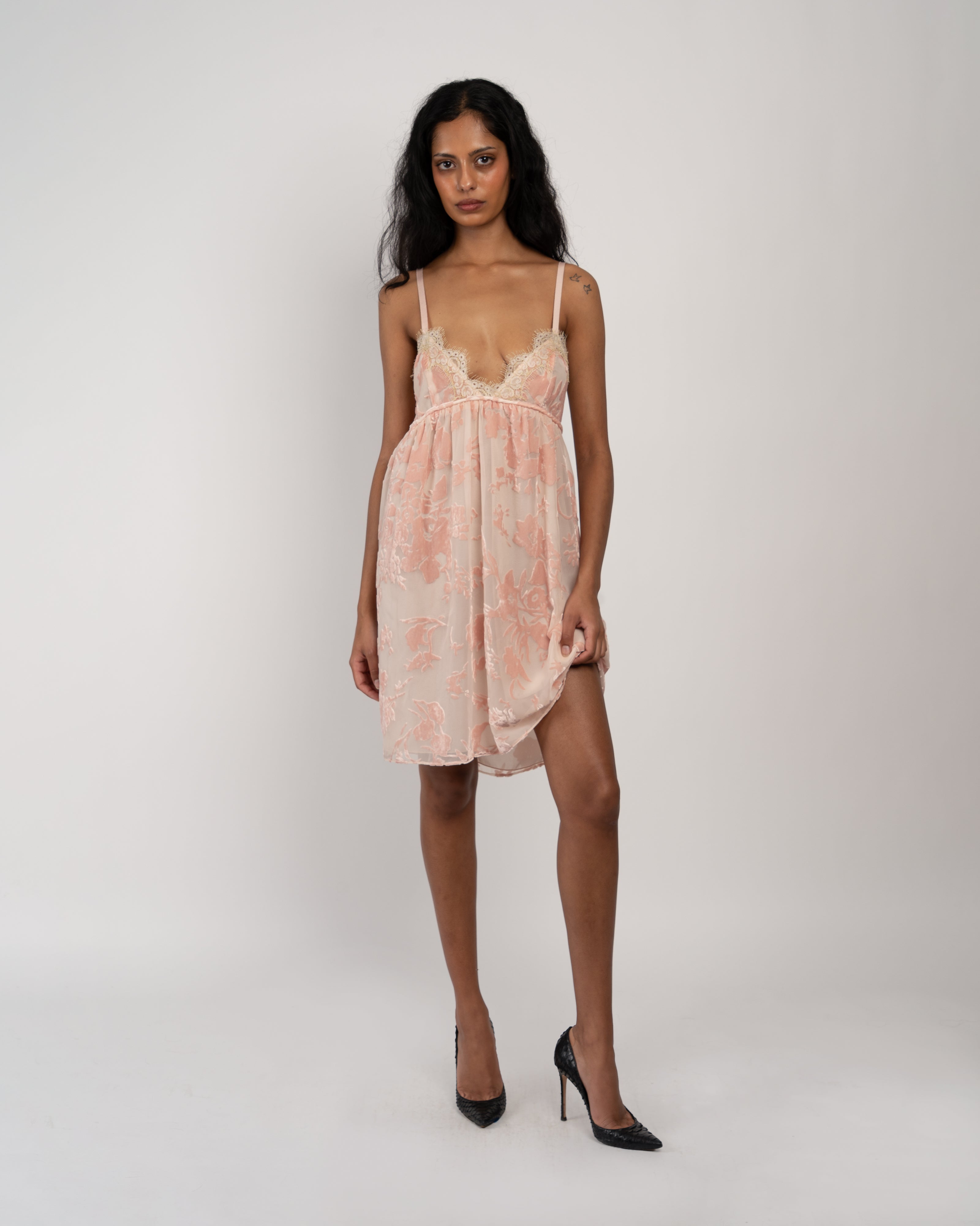 open lace back dress Café Forgot — Blush Boudoir Velvet Dress