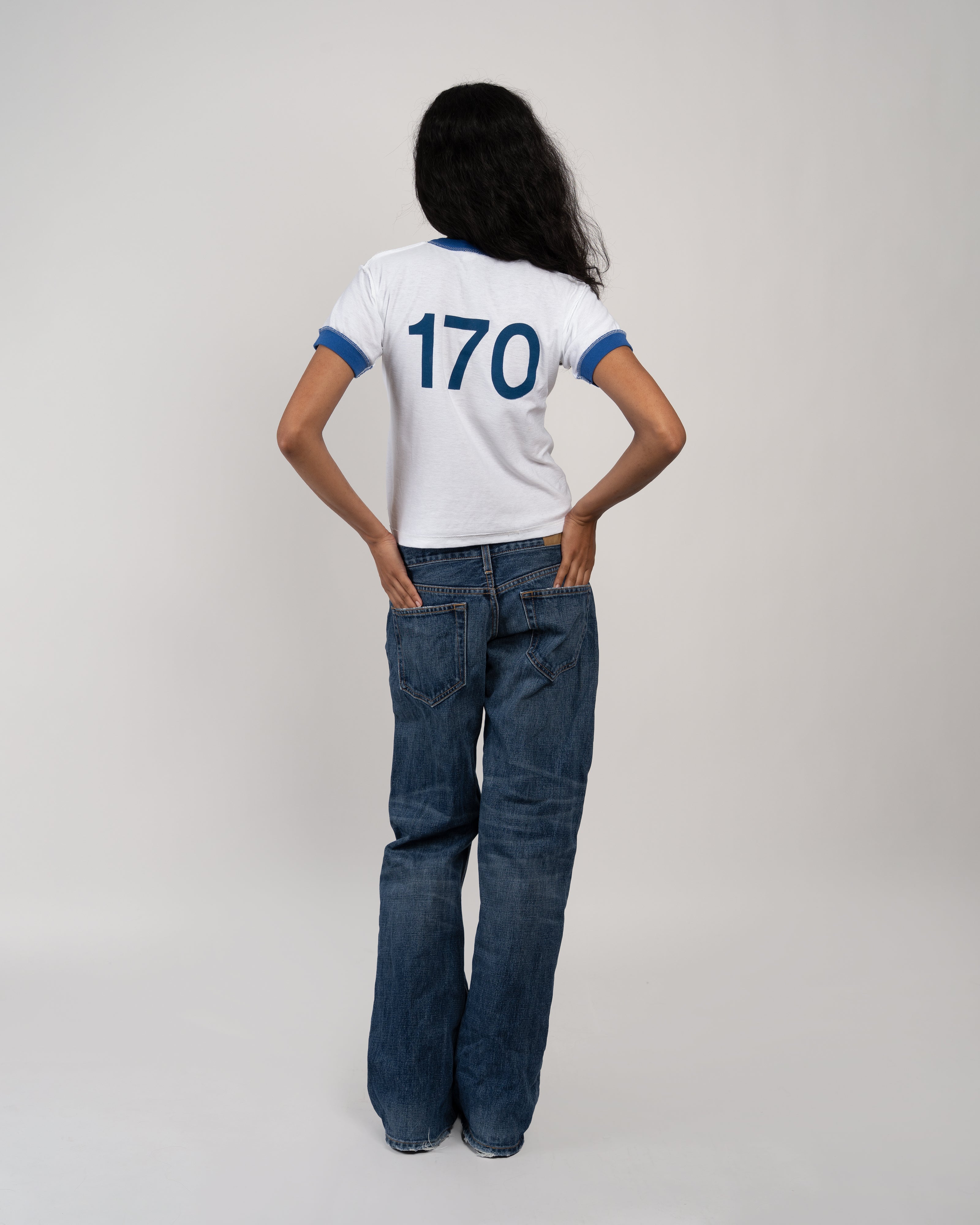 CF White/Blue Ringer Baby Tee