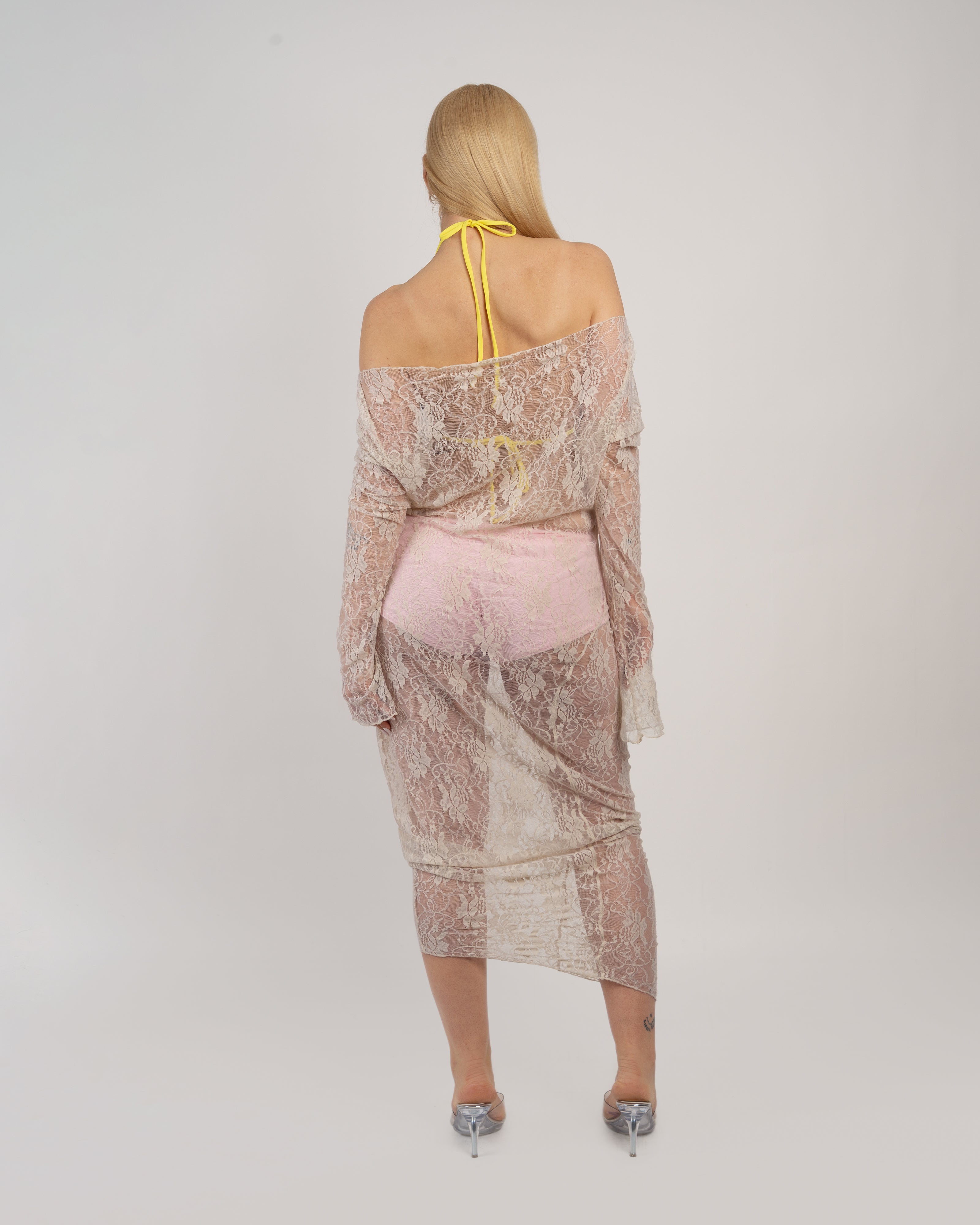 Sandstone Lace Demeter Long Sleeve Maxi Dress