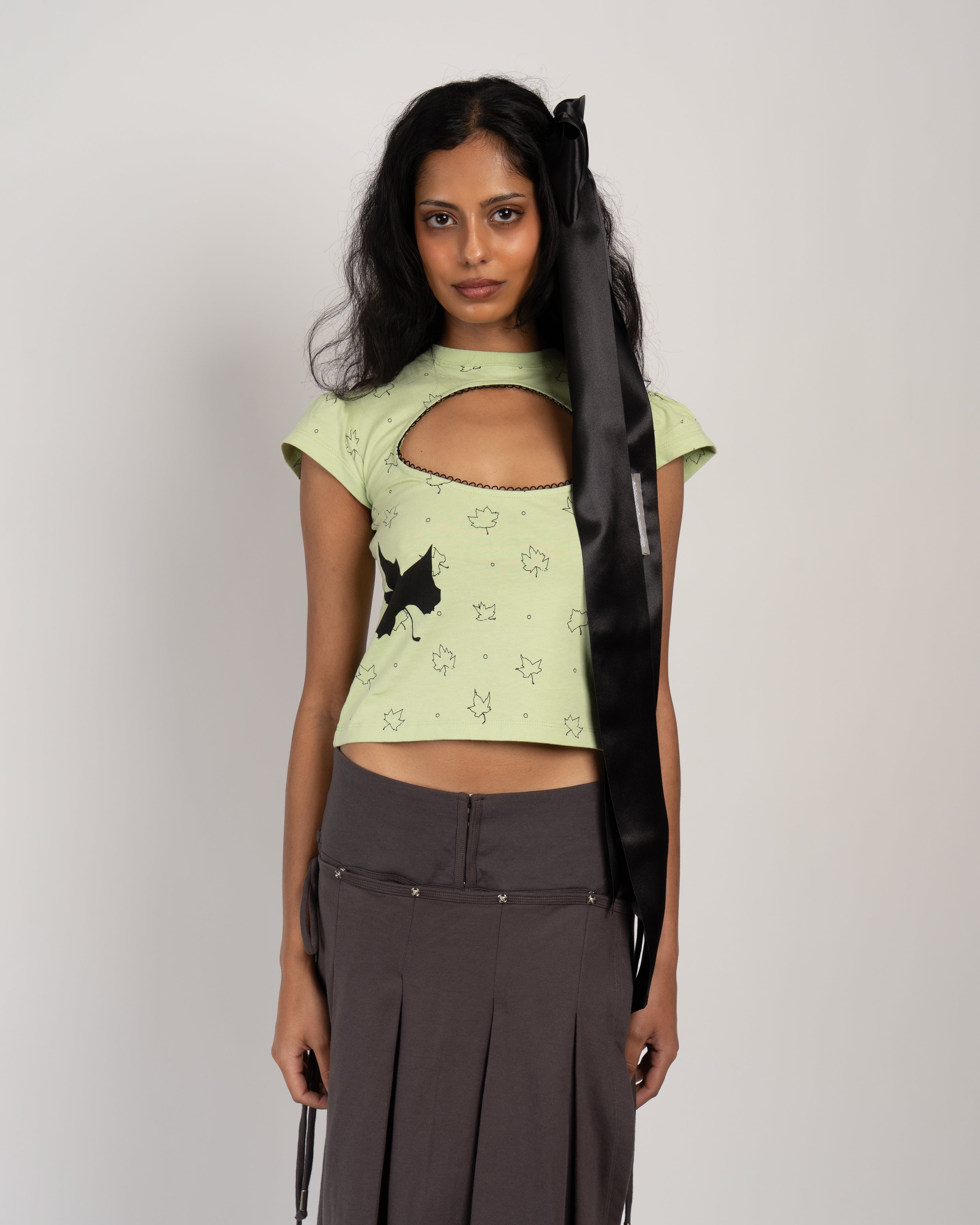 Logo Removal Baby Tee in Green