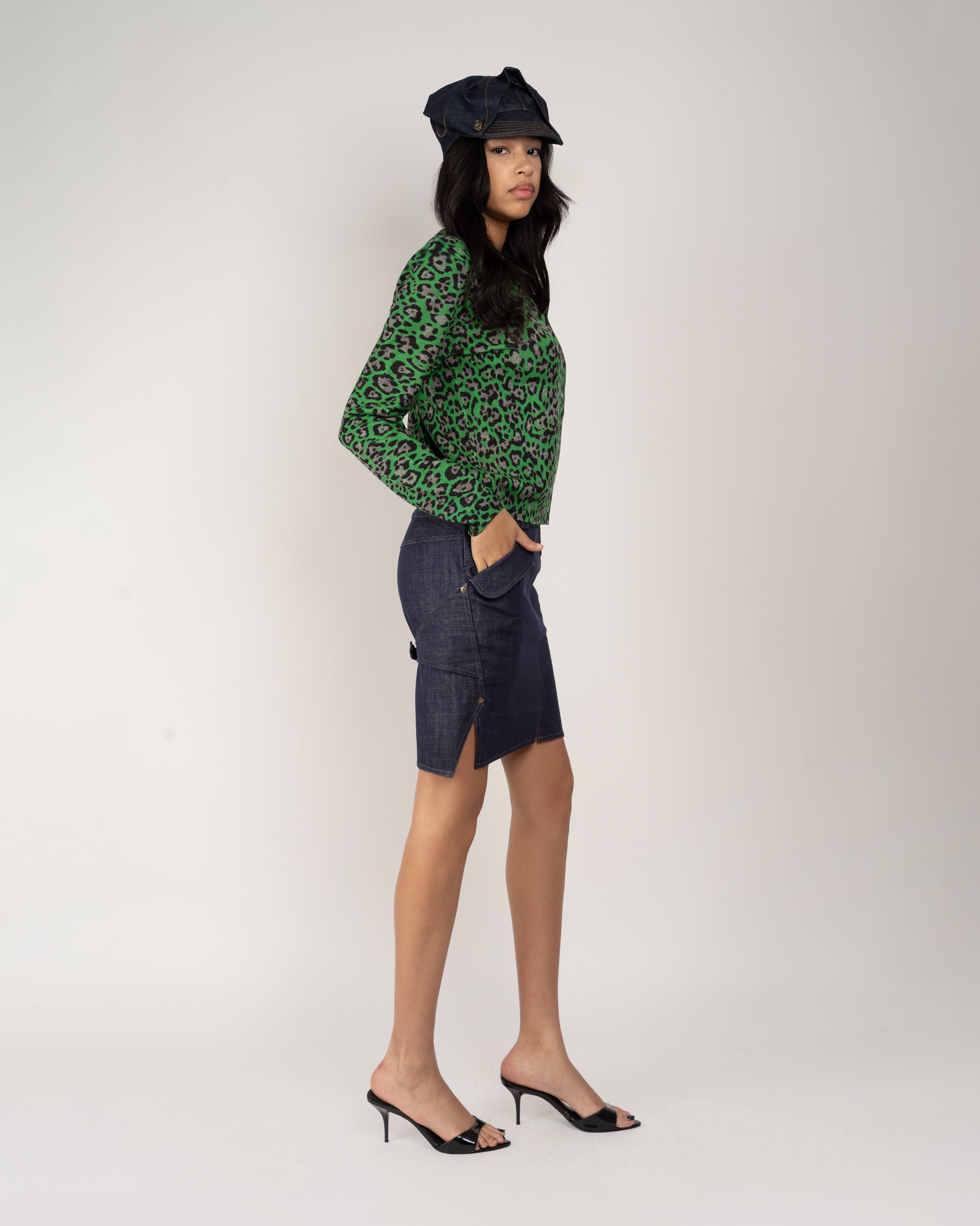 Jade Multi Jaguar Print Knit Cardigan