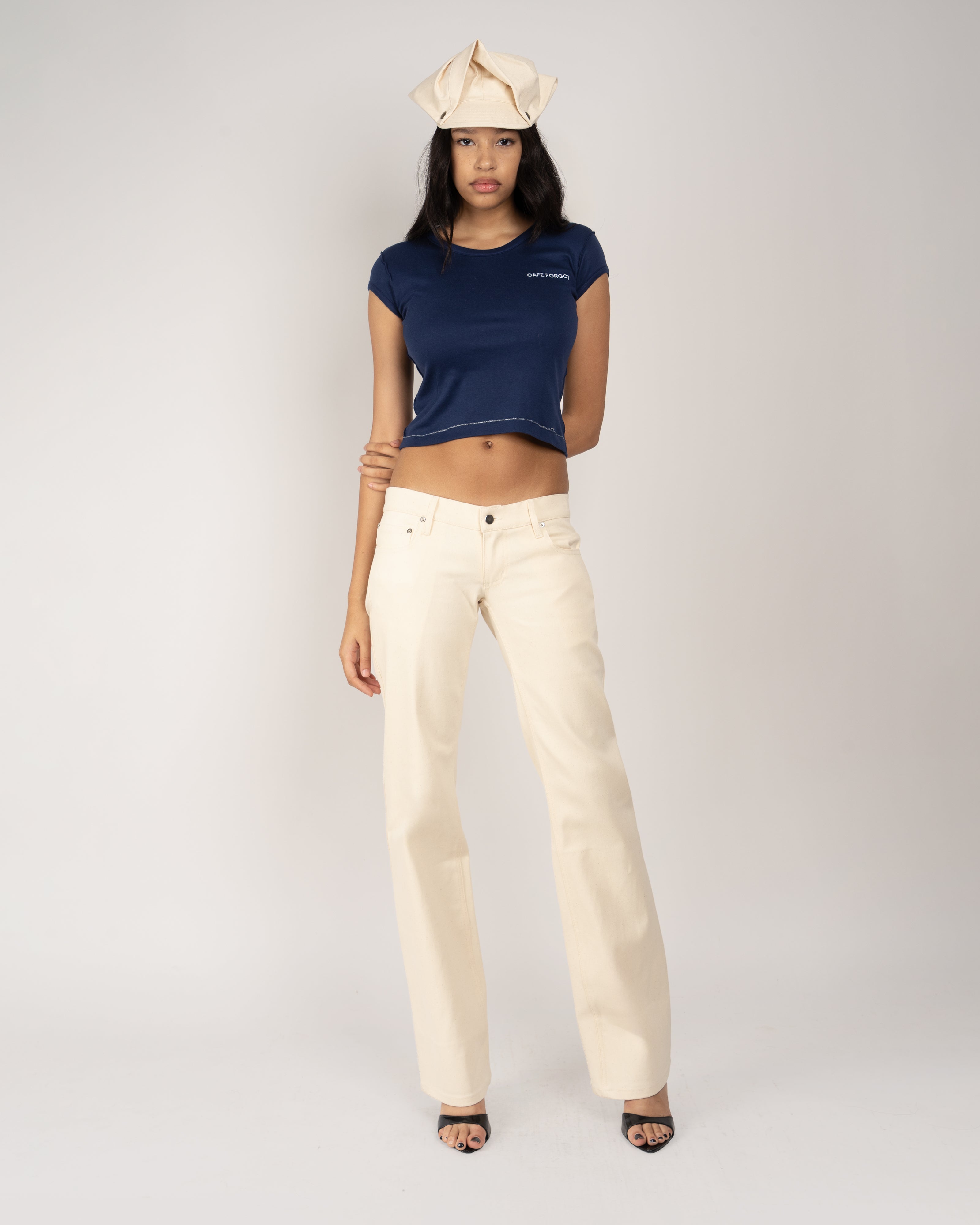 Low Rise Classic Denim Jeans in Ivory