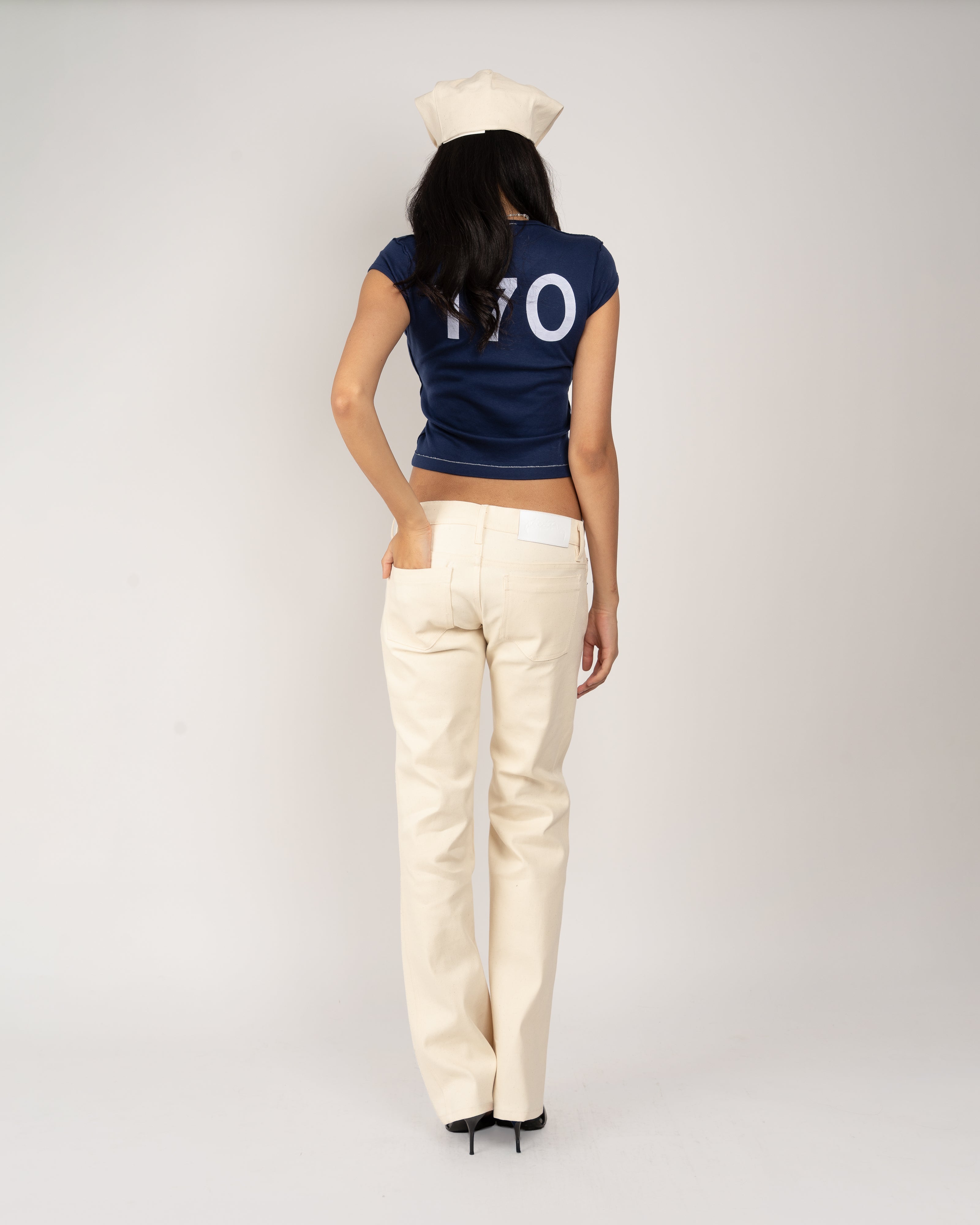 Low Rise Classic Denim Jeans in Ivory