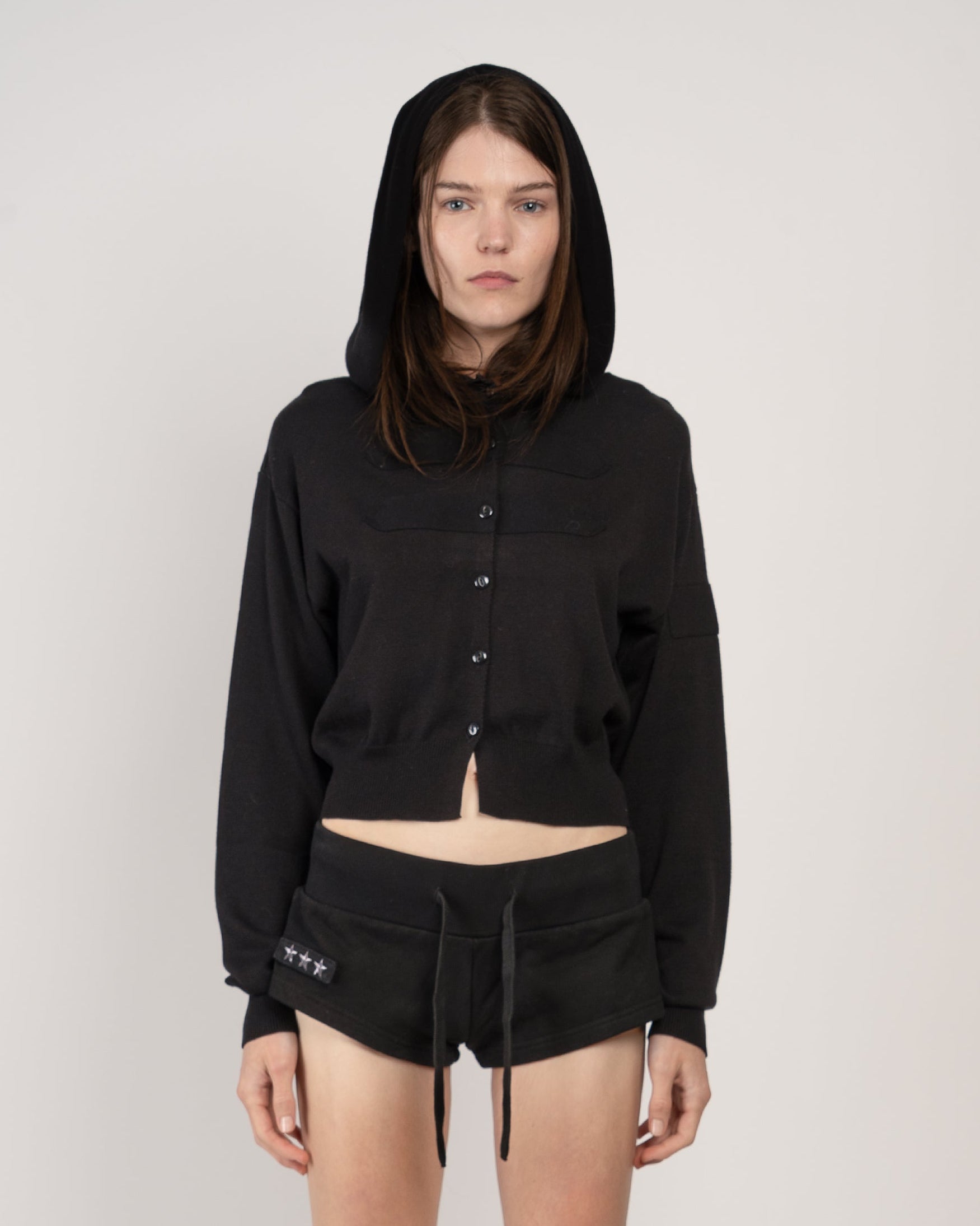 Military Cardi in Black