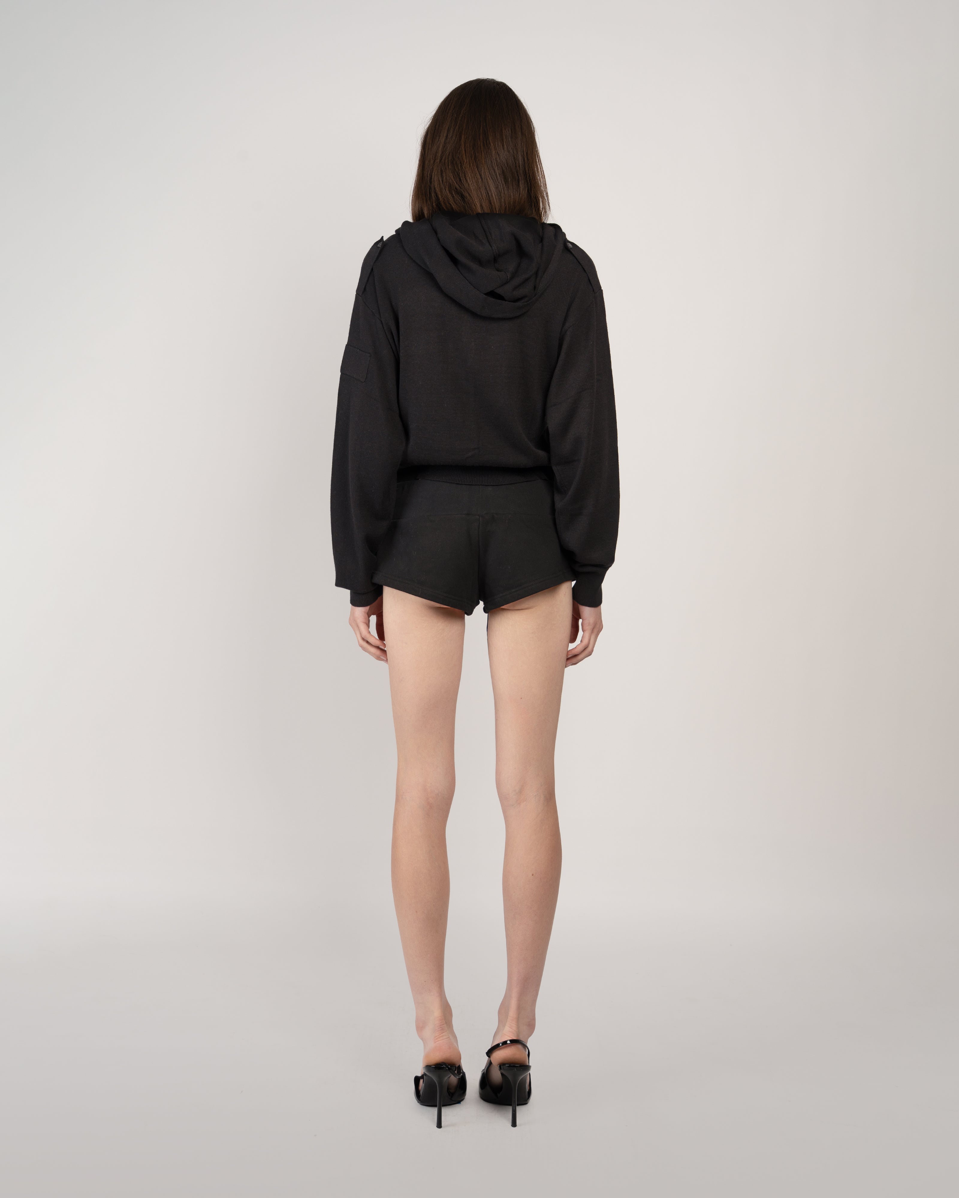 Utility Booty Shorts in Black