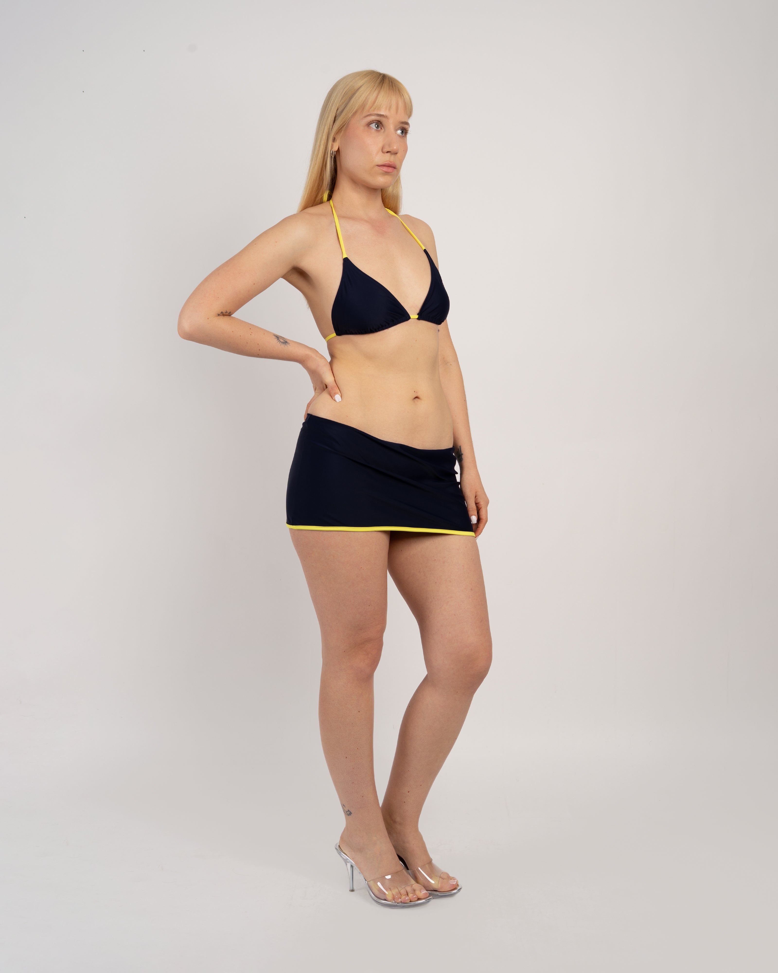 Neon and Navy Fold Over Bikini Bottoms