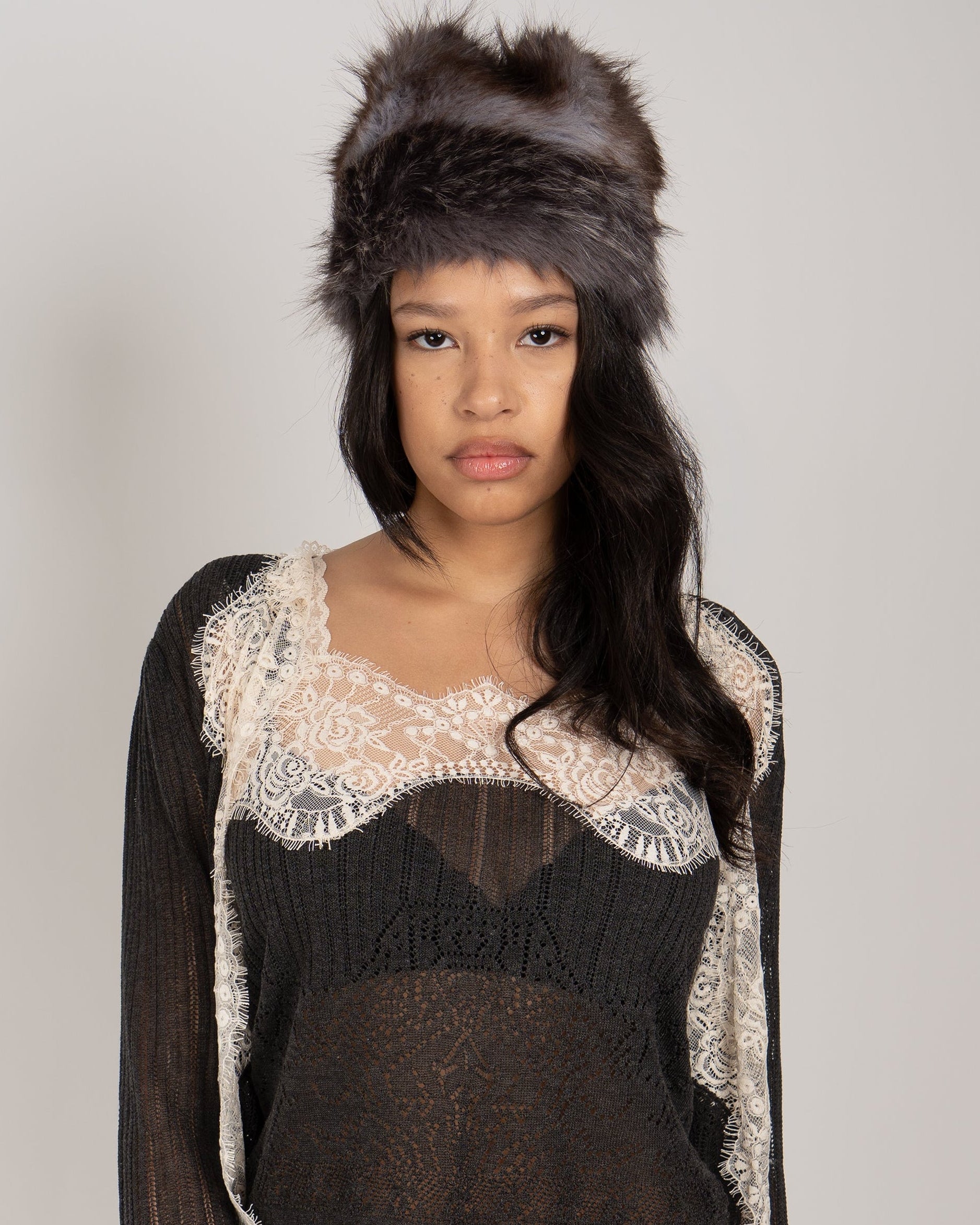 Charcoal Multi Faux Fur Hat