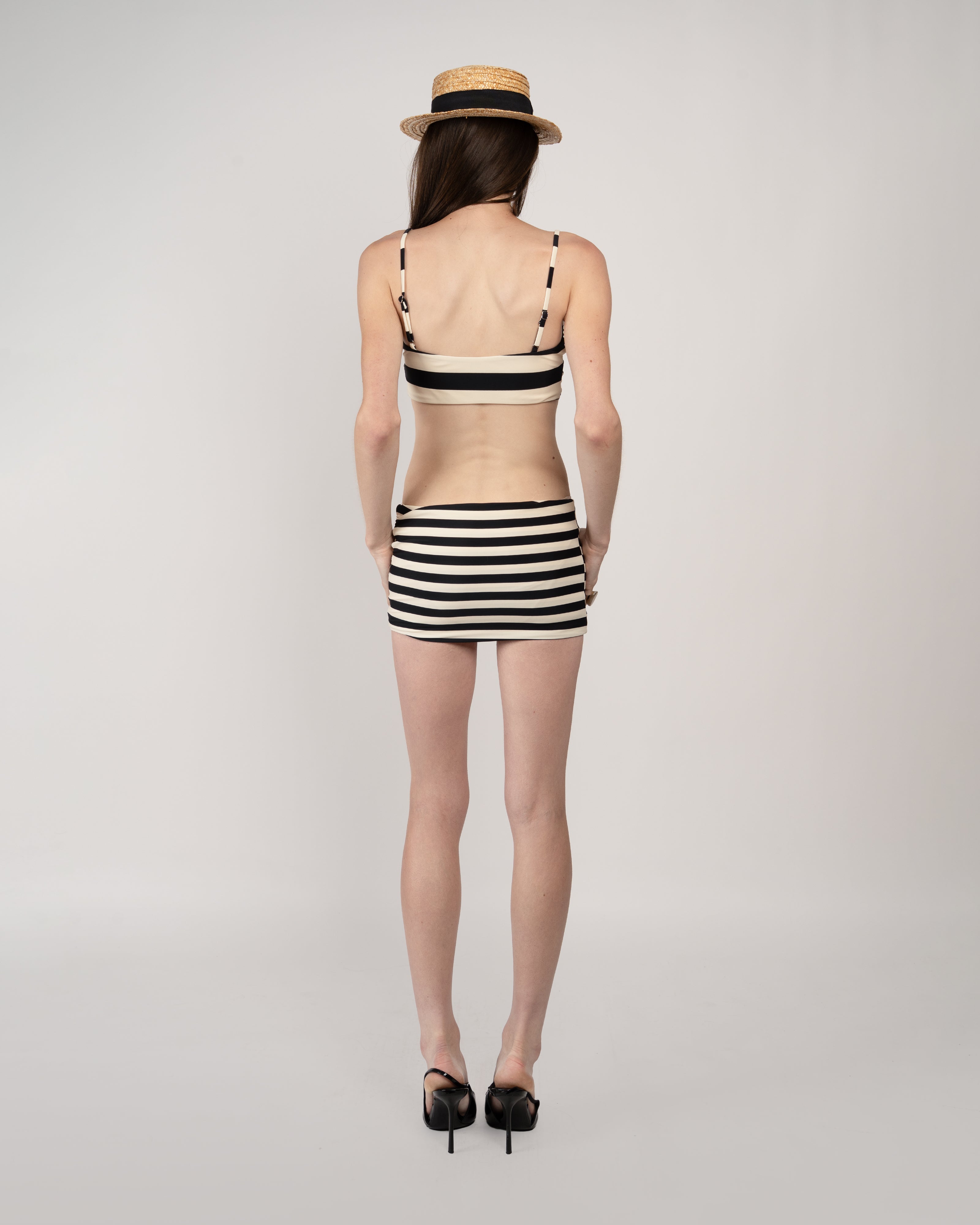 Niihai x Café Forgot Multiway Swim Set In Black Stripes