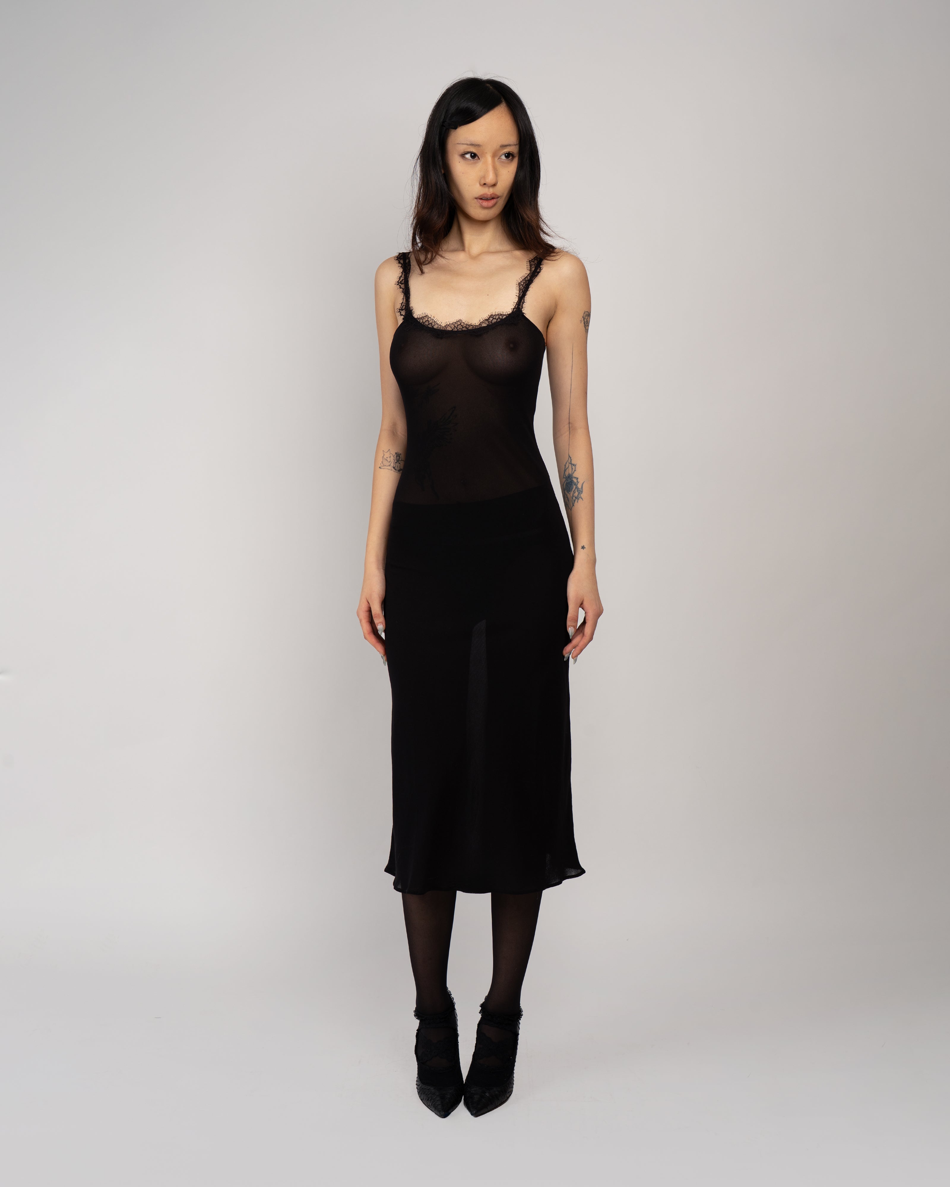 Lace Trimmed Midi Dress