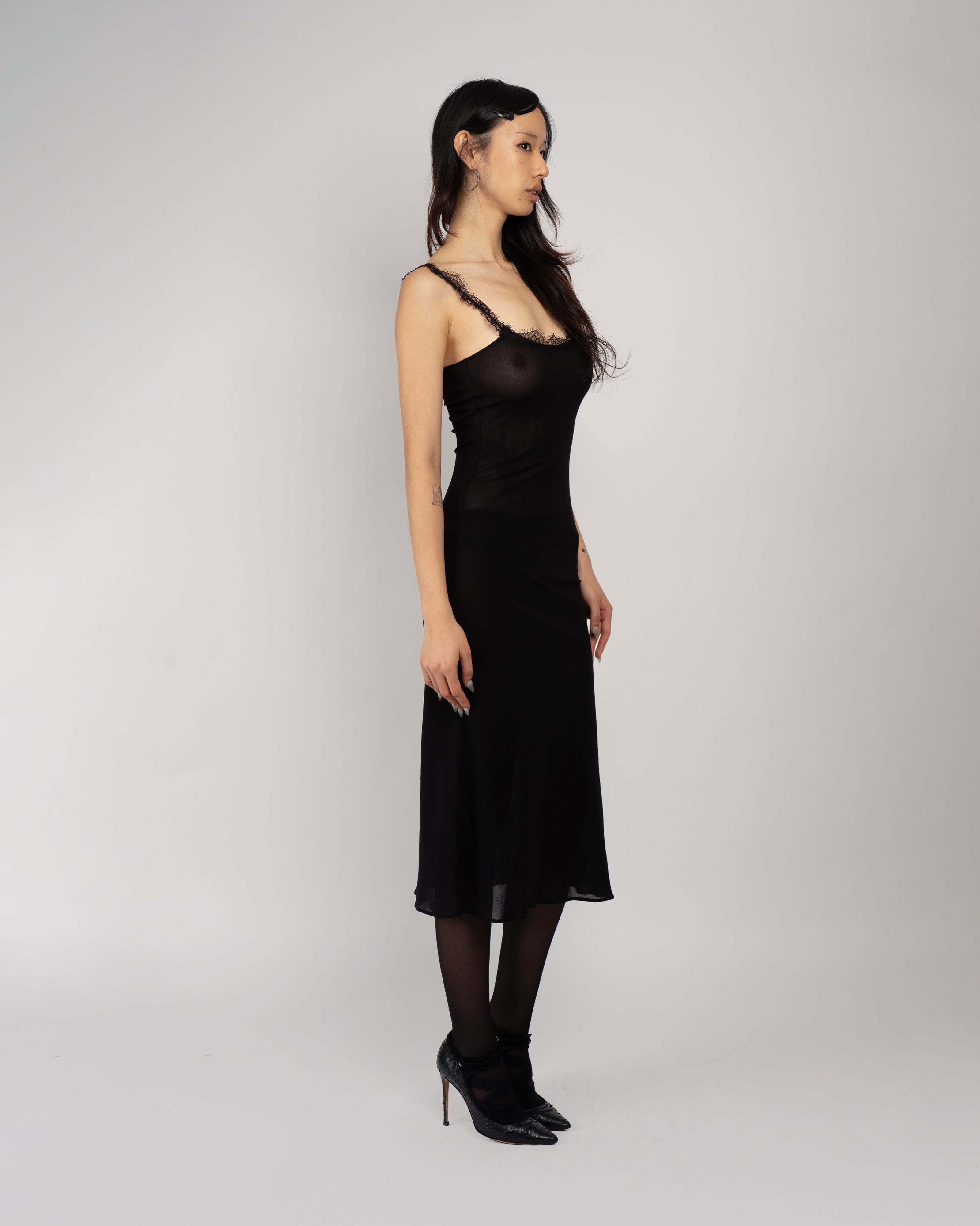 Lace Trimmed Midi Dress