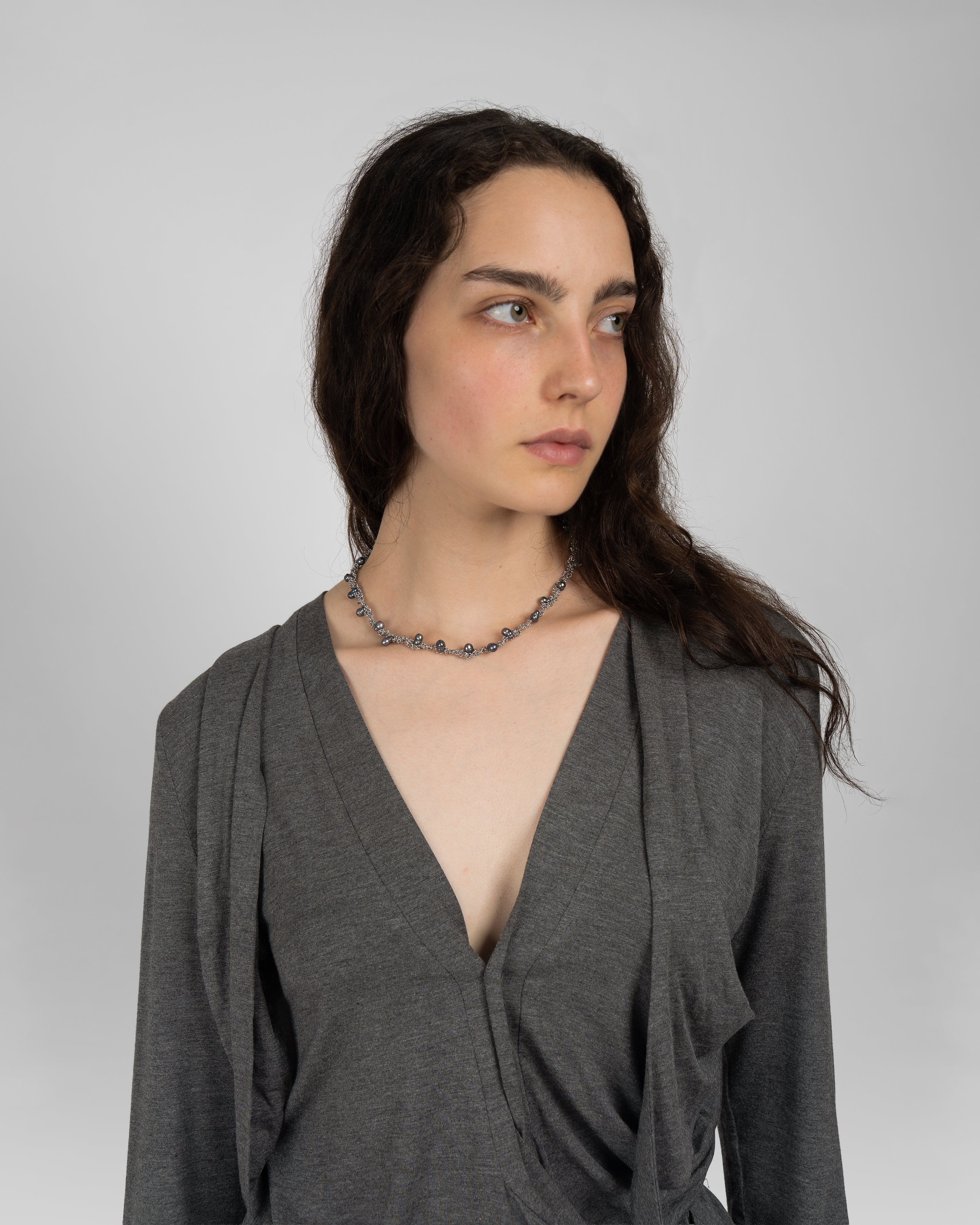 Nestled Pearl Necklace in Black
