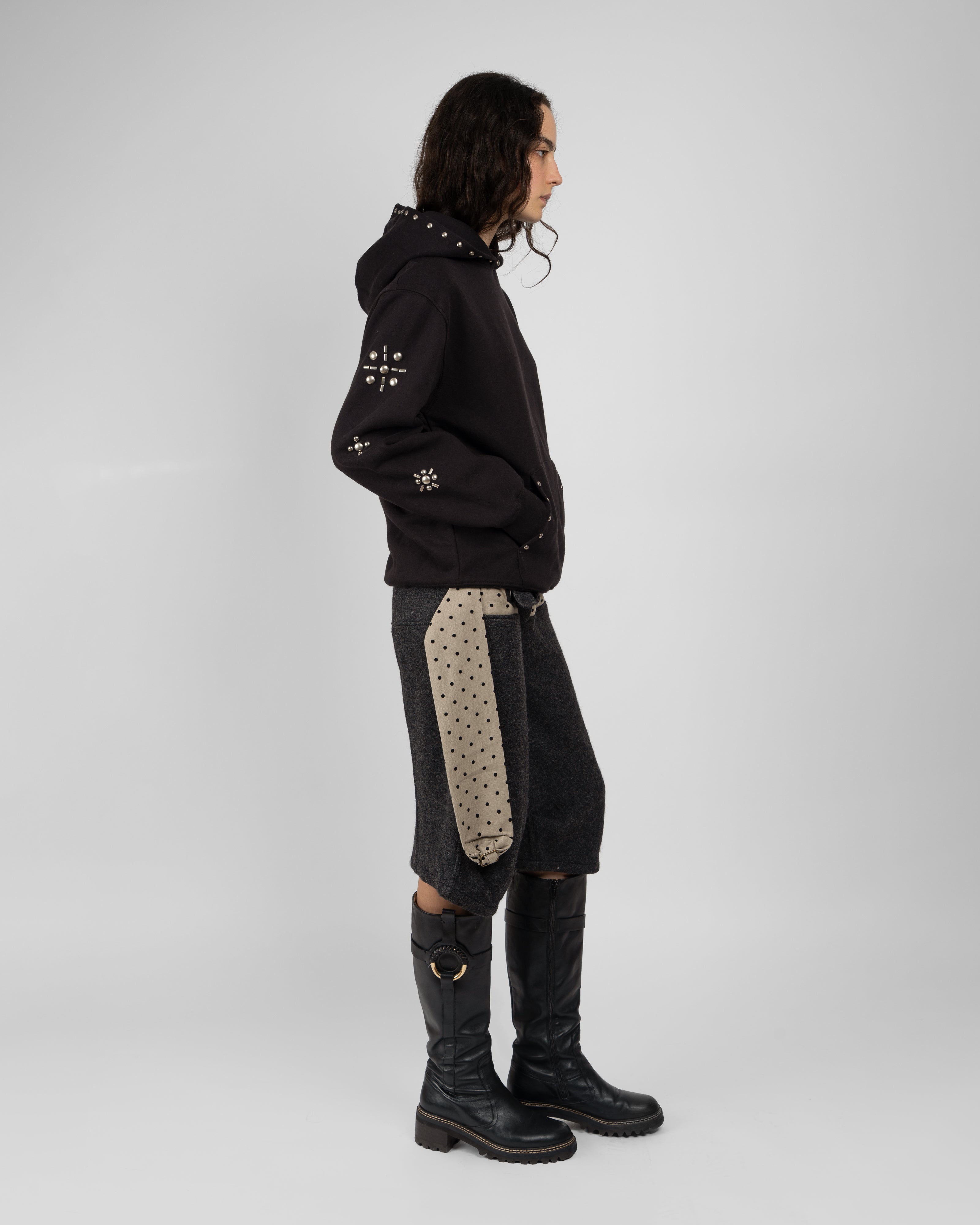 Studded Denim Hoodie