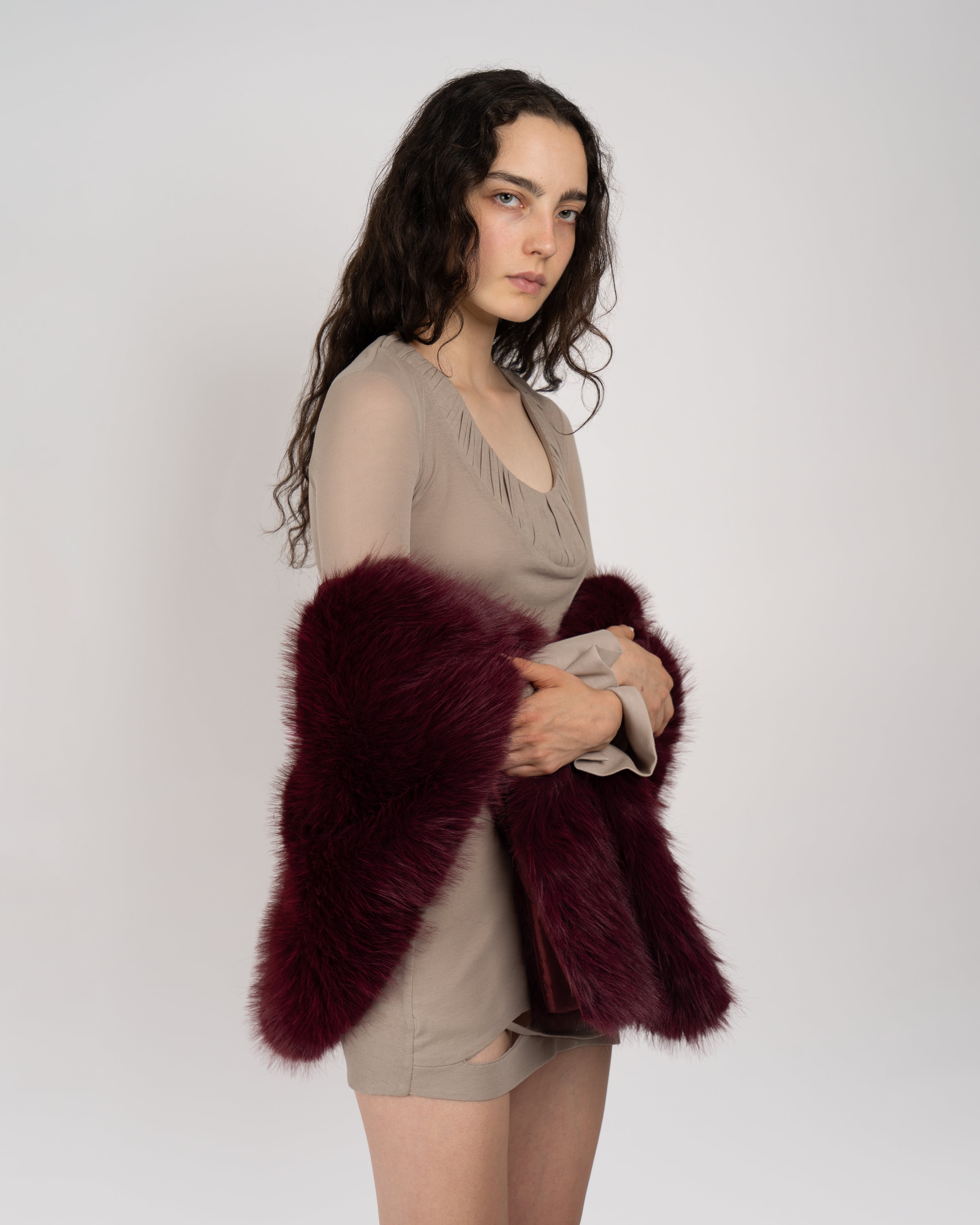 Mulberry Faux Fur Shawl