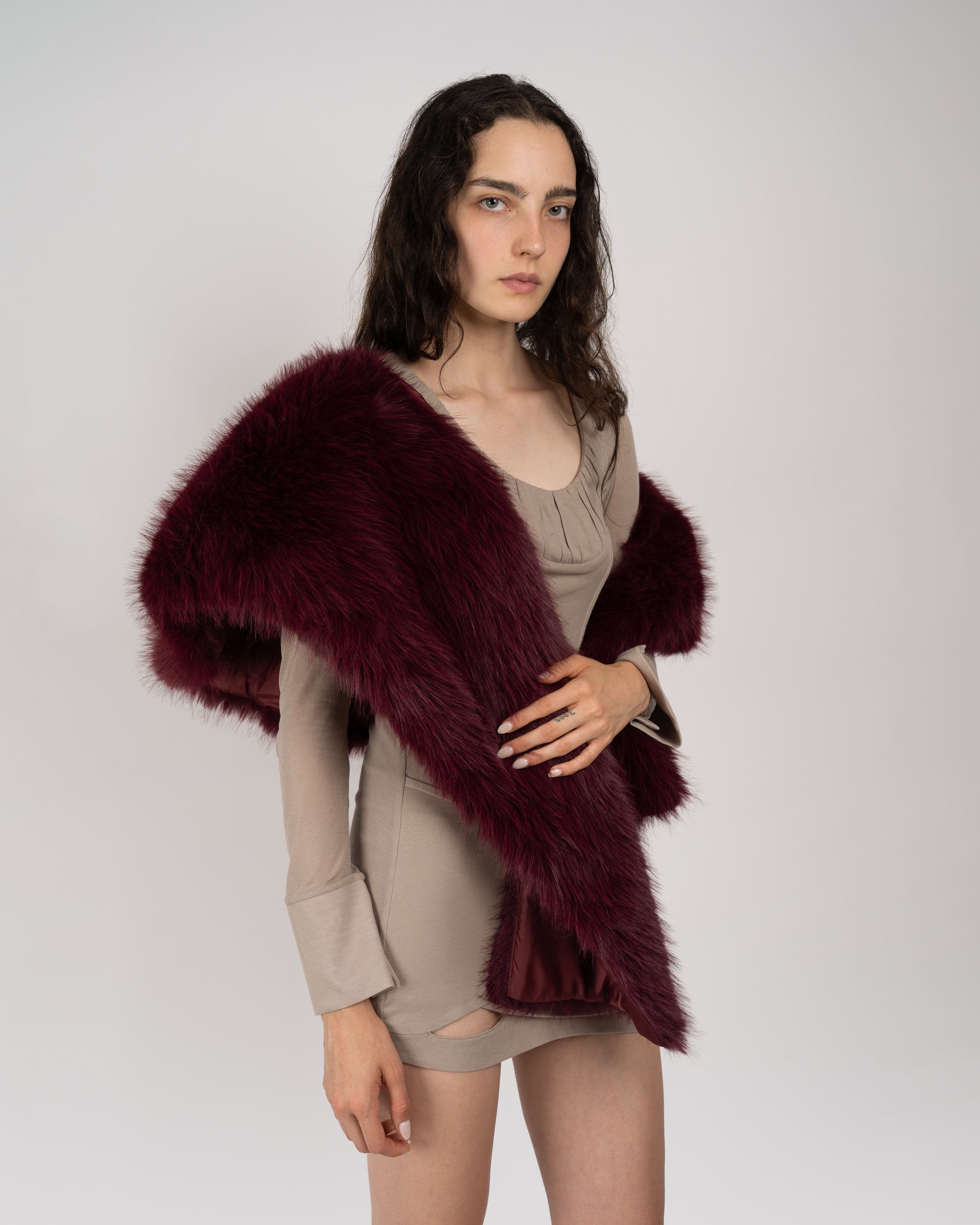 Mulberry Faux Fur Shawl