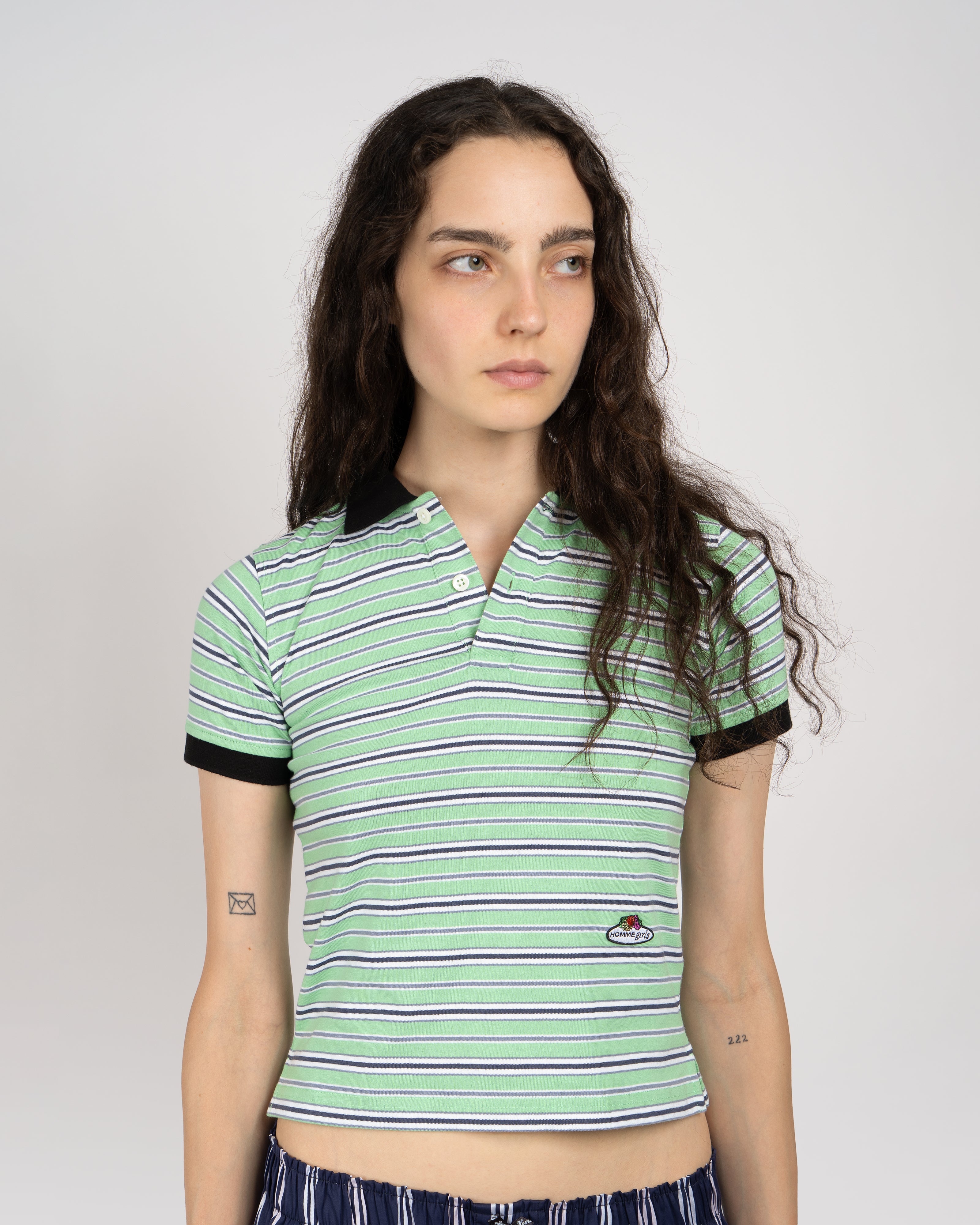 Striped Green Baby Polo