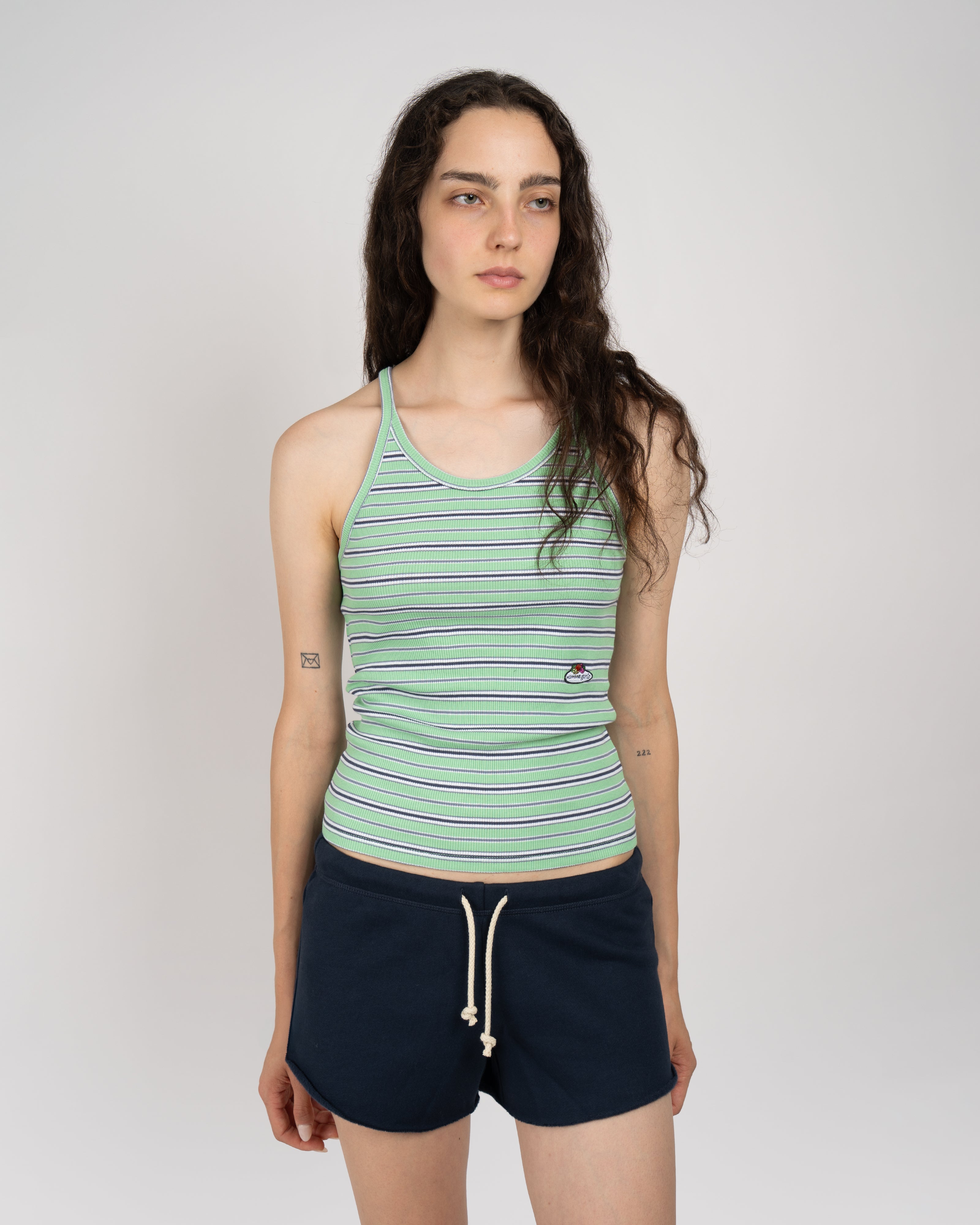 Green Striped Cami Tank Top