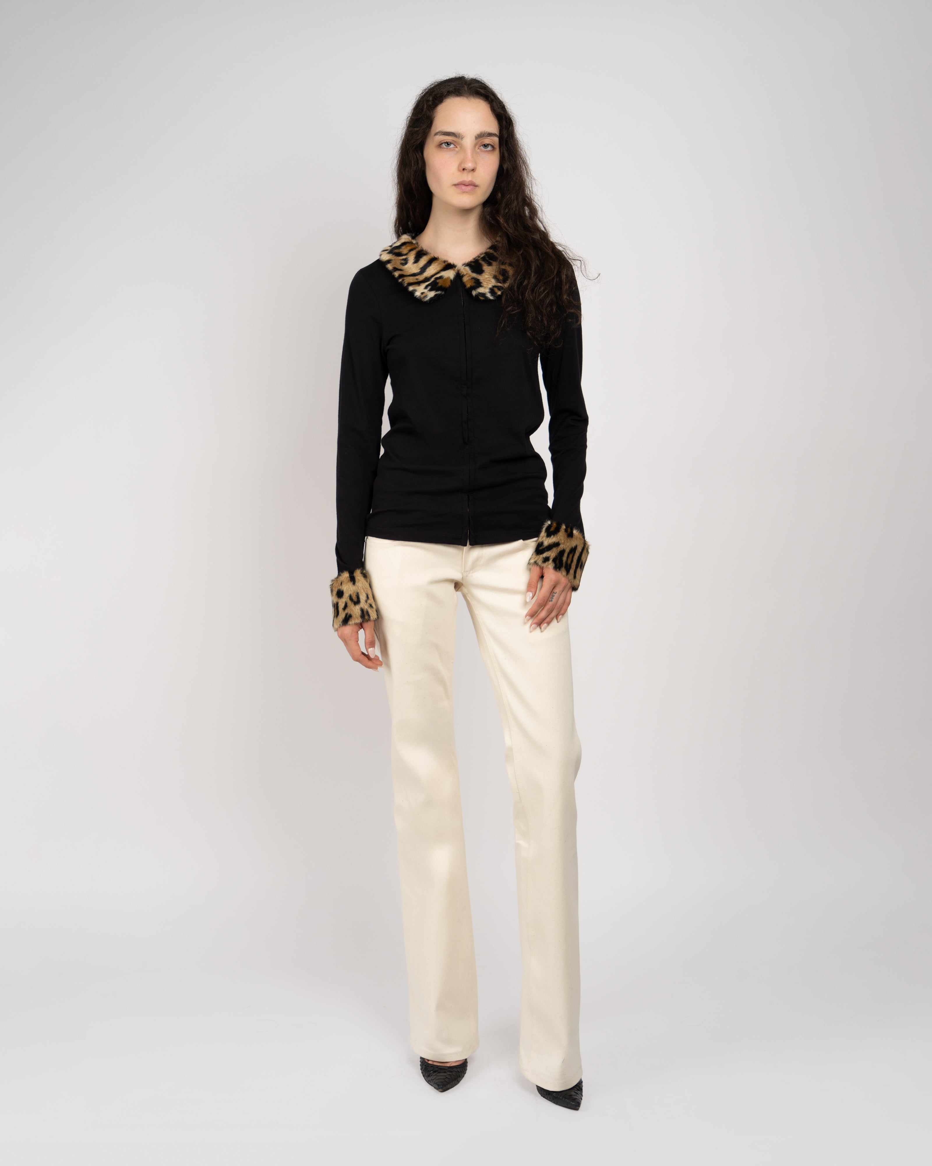 Deco Leopard Faux Fur Long Sleeve