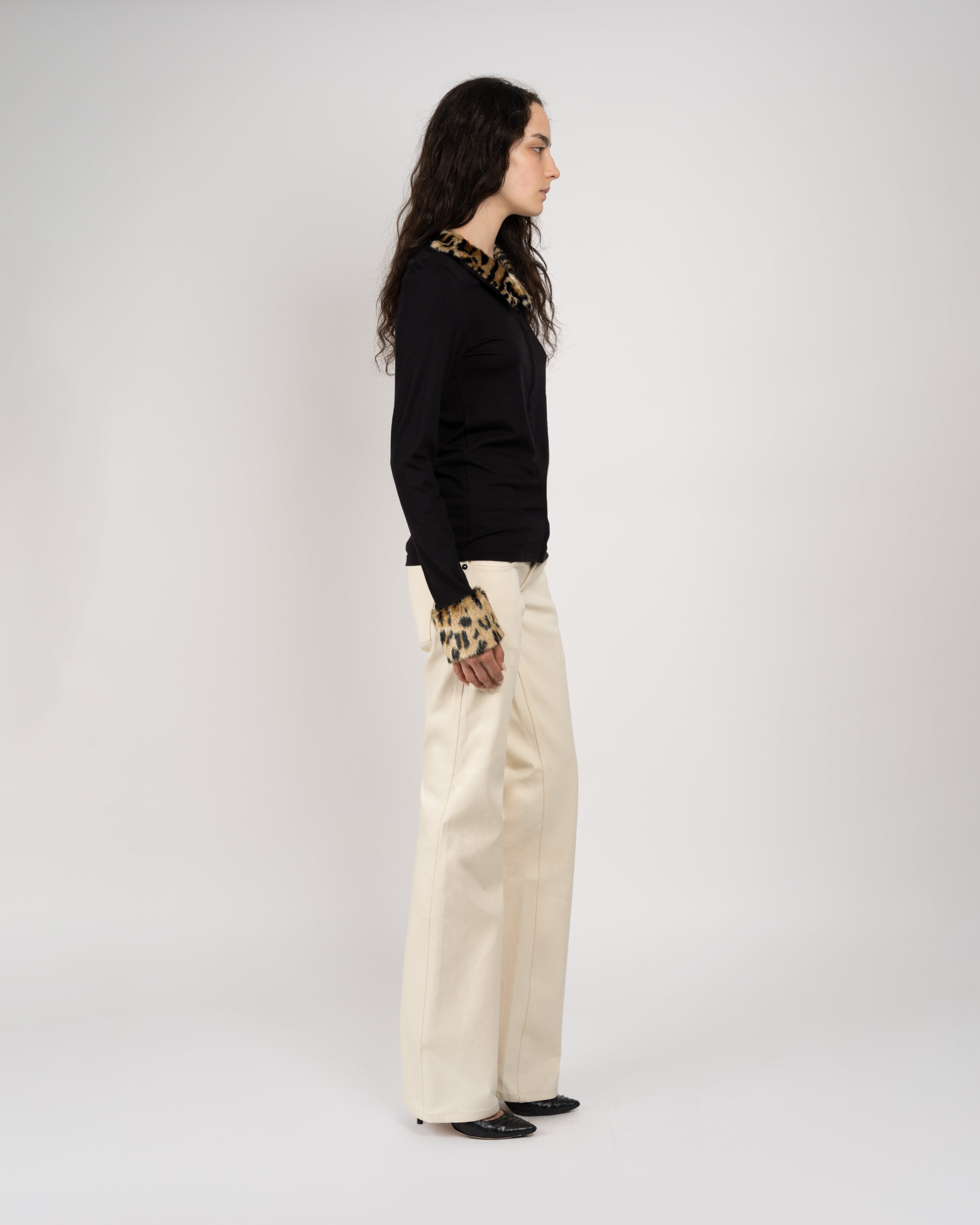 Deco Leopard Faux Fur Long Sleeve