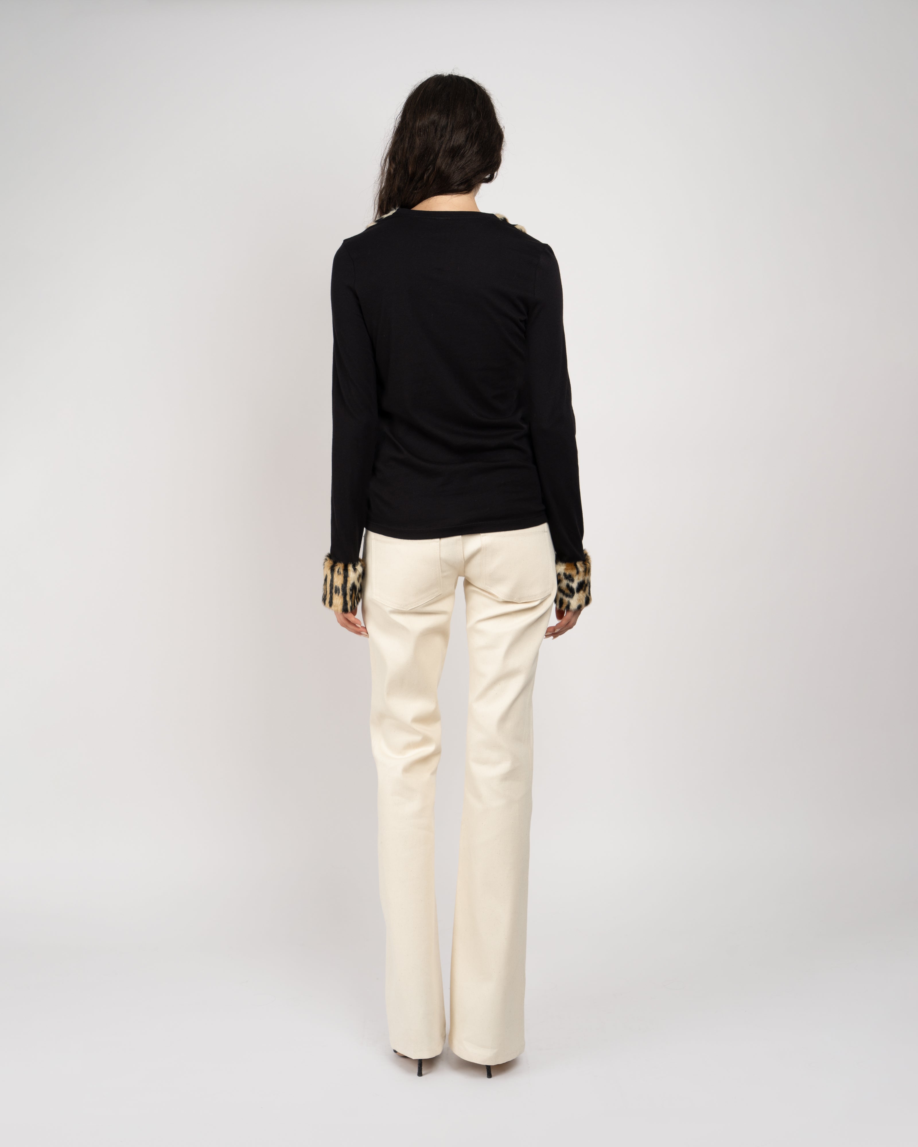 Deco Leopard Faux Fur Long Sleeve