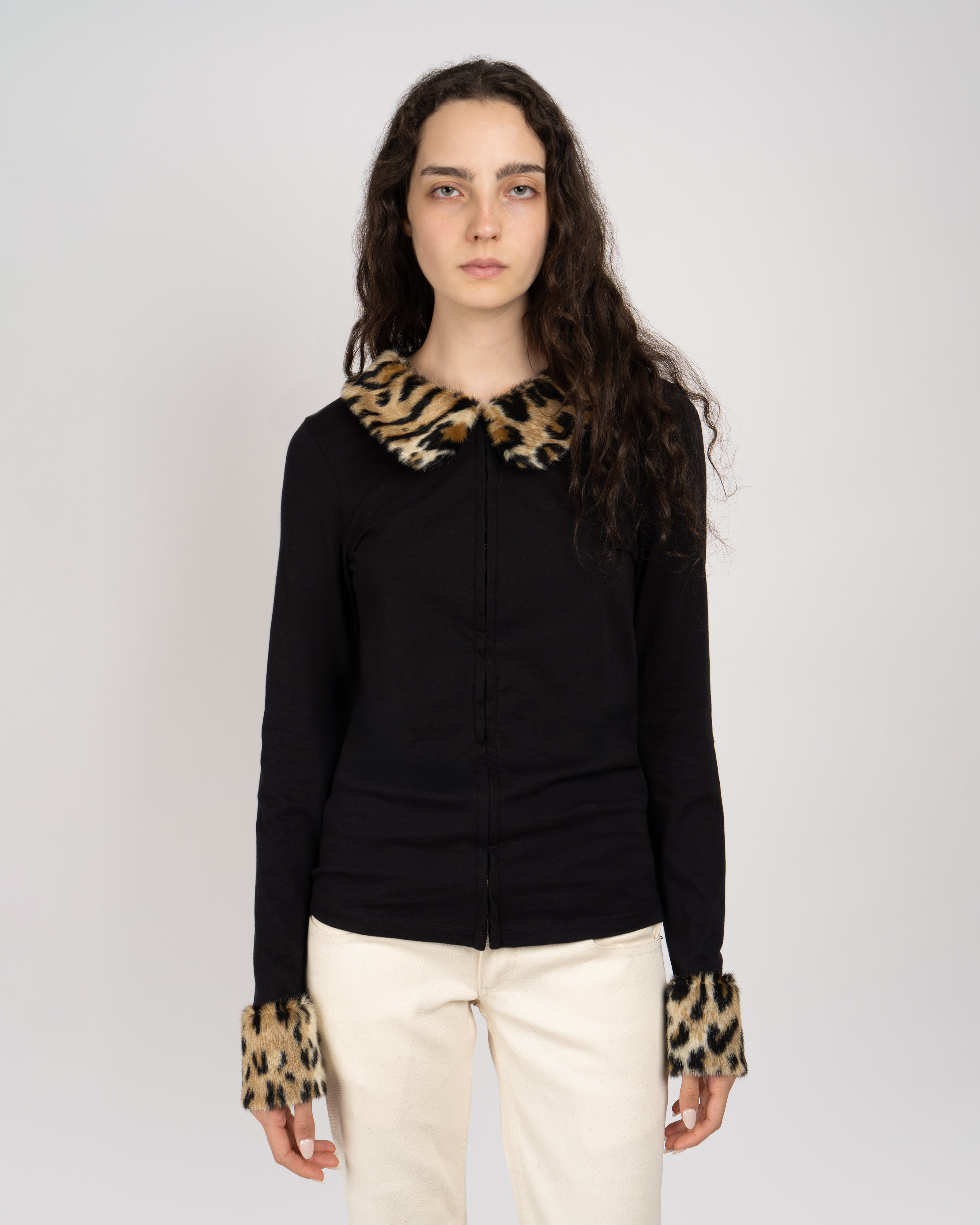 Deco Leopard Faux Fur Long Sleeve