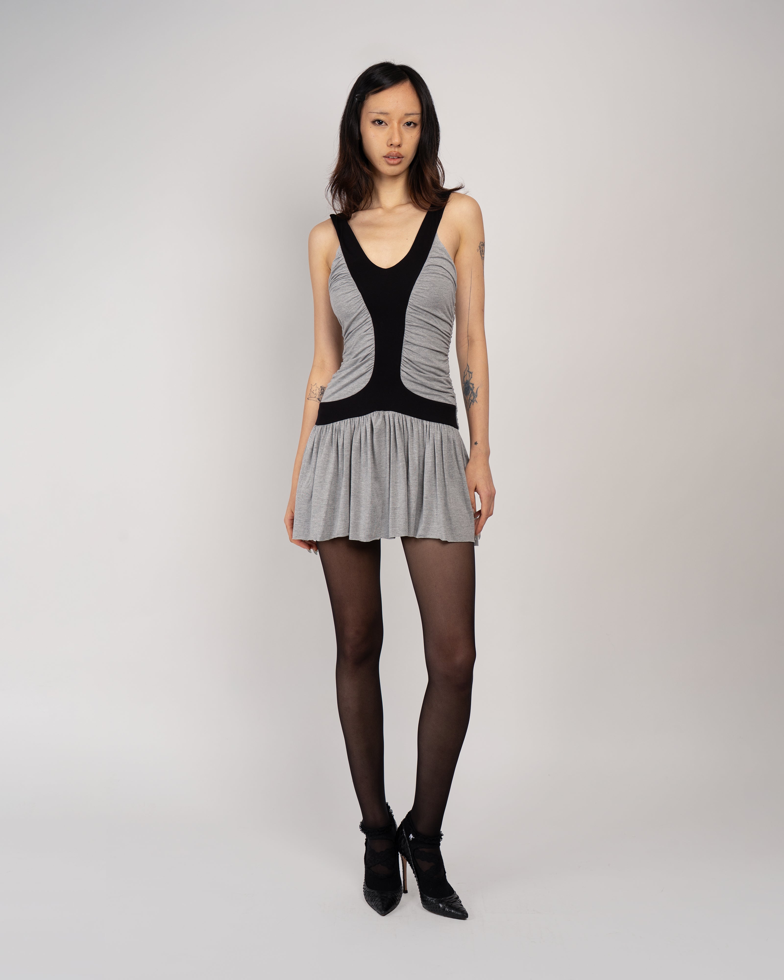 Molly Mini Dress in Grey Melange