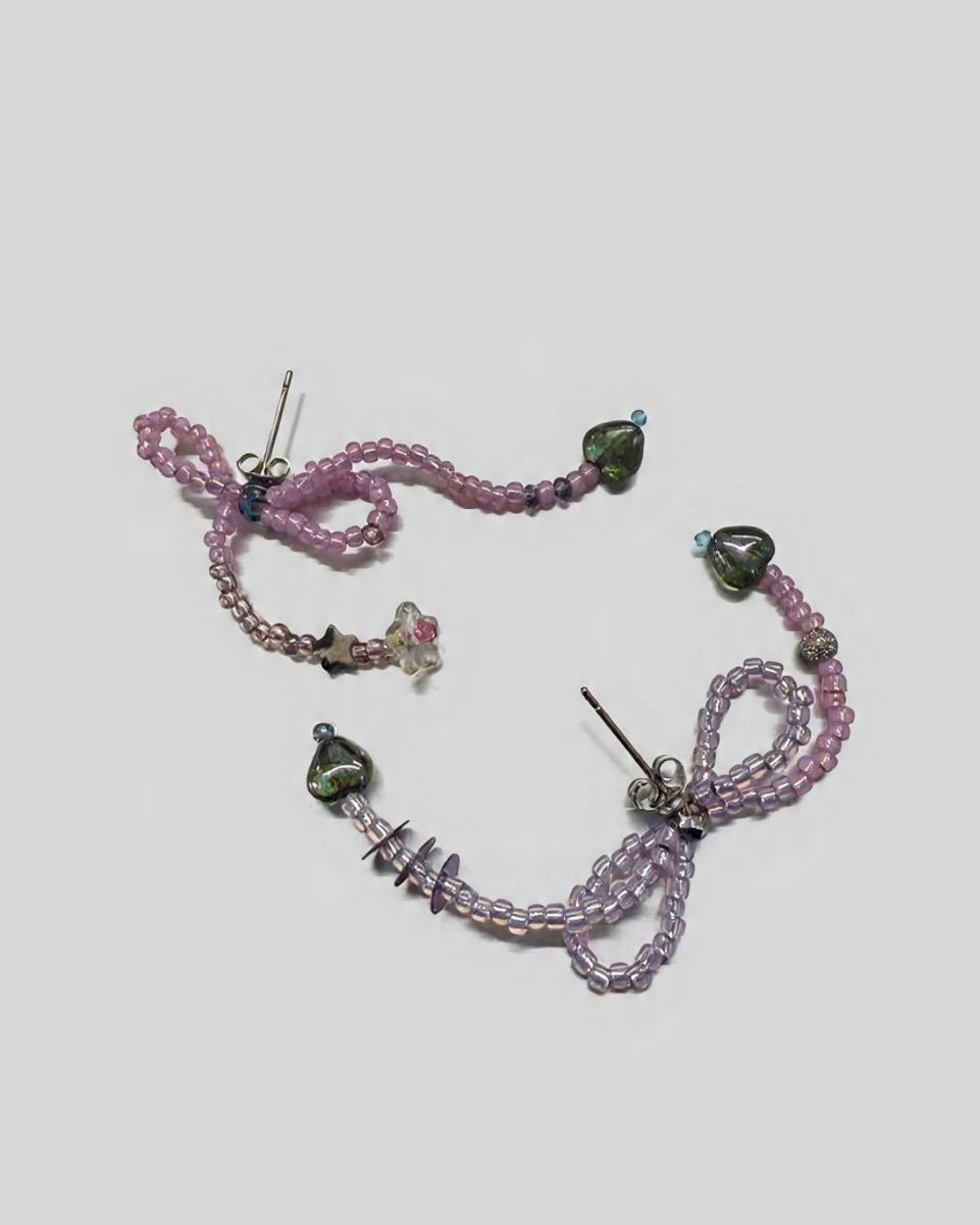 Pair of Beaded Bow Earrings