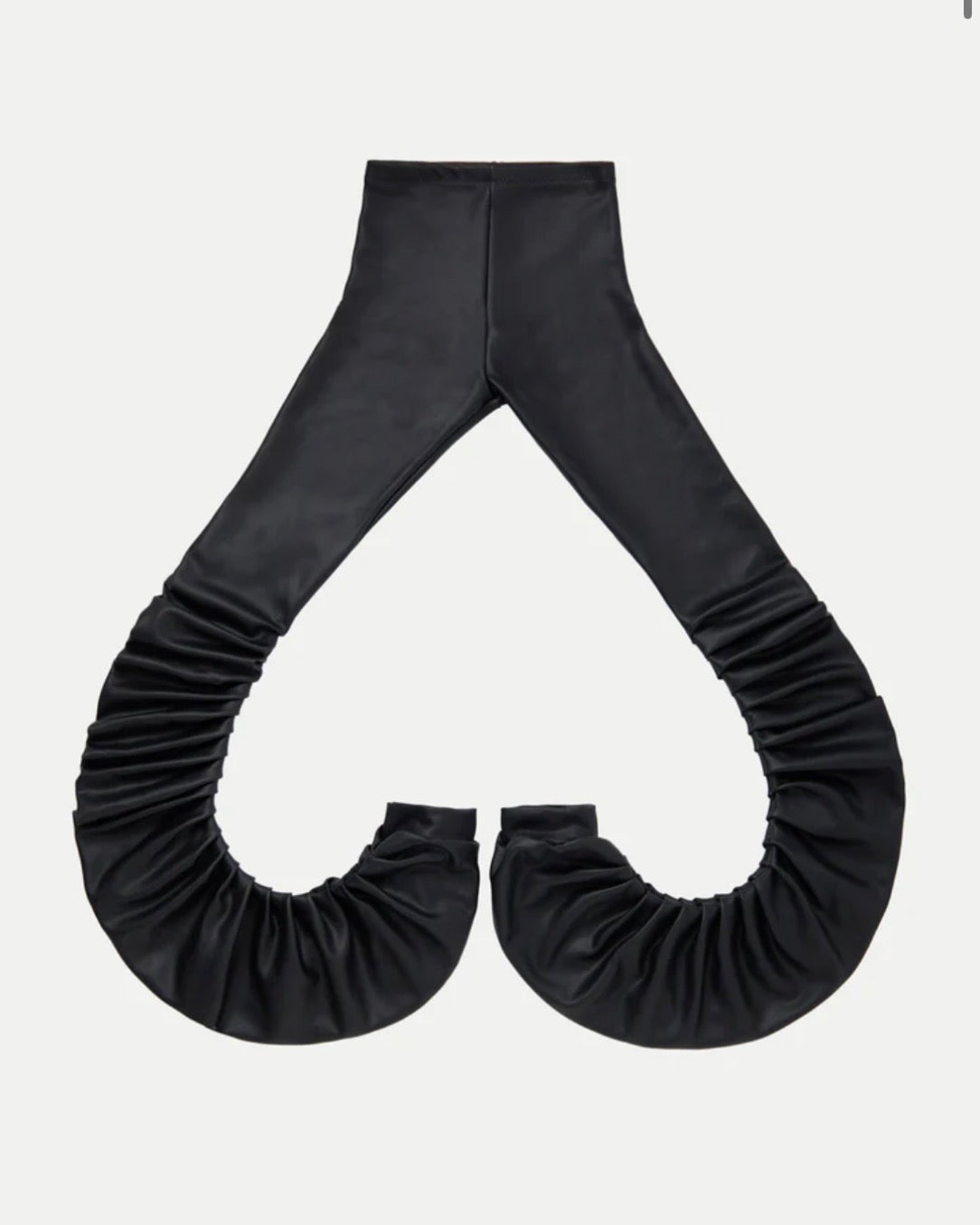 Maroske - Black Wetlook Gathered Leggings - Sample