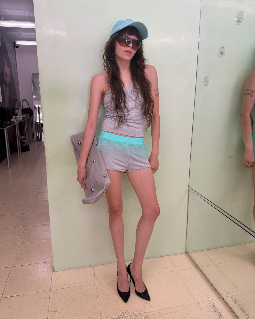 Niihai x Café Forgot Yasmin Swim Skirt In Aqua