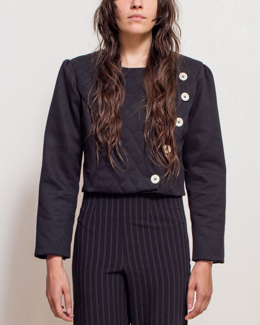 Black Asymmetrical Quilted Jacket