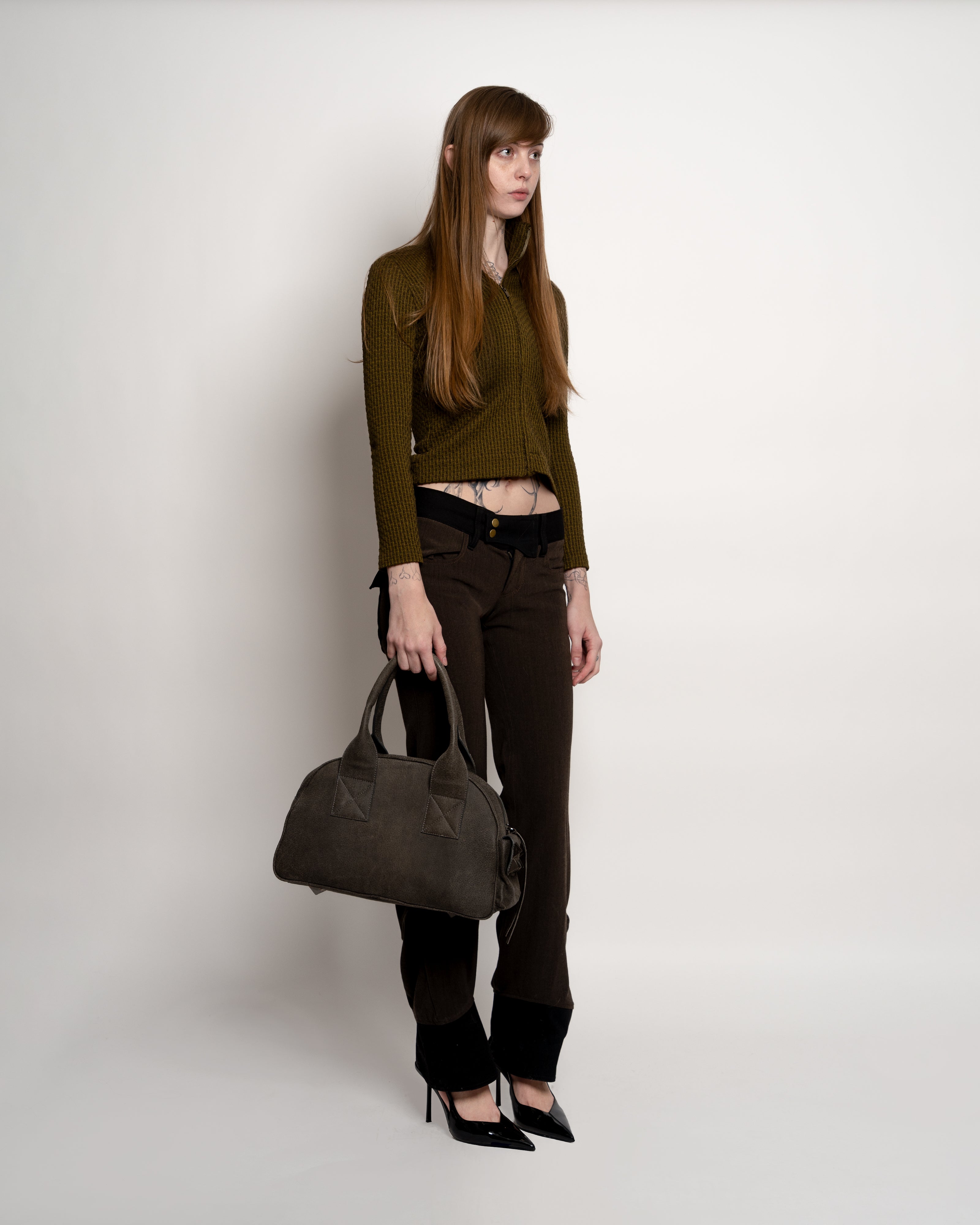 Green Wool Full Zip Cardigan