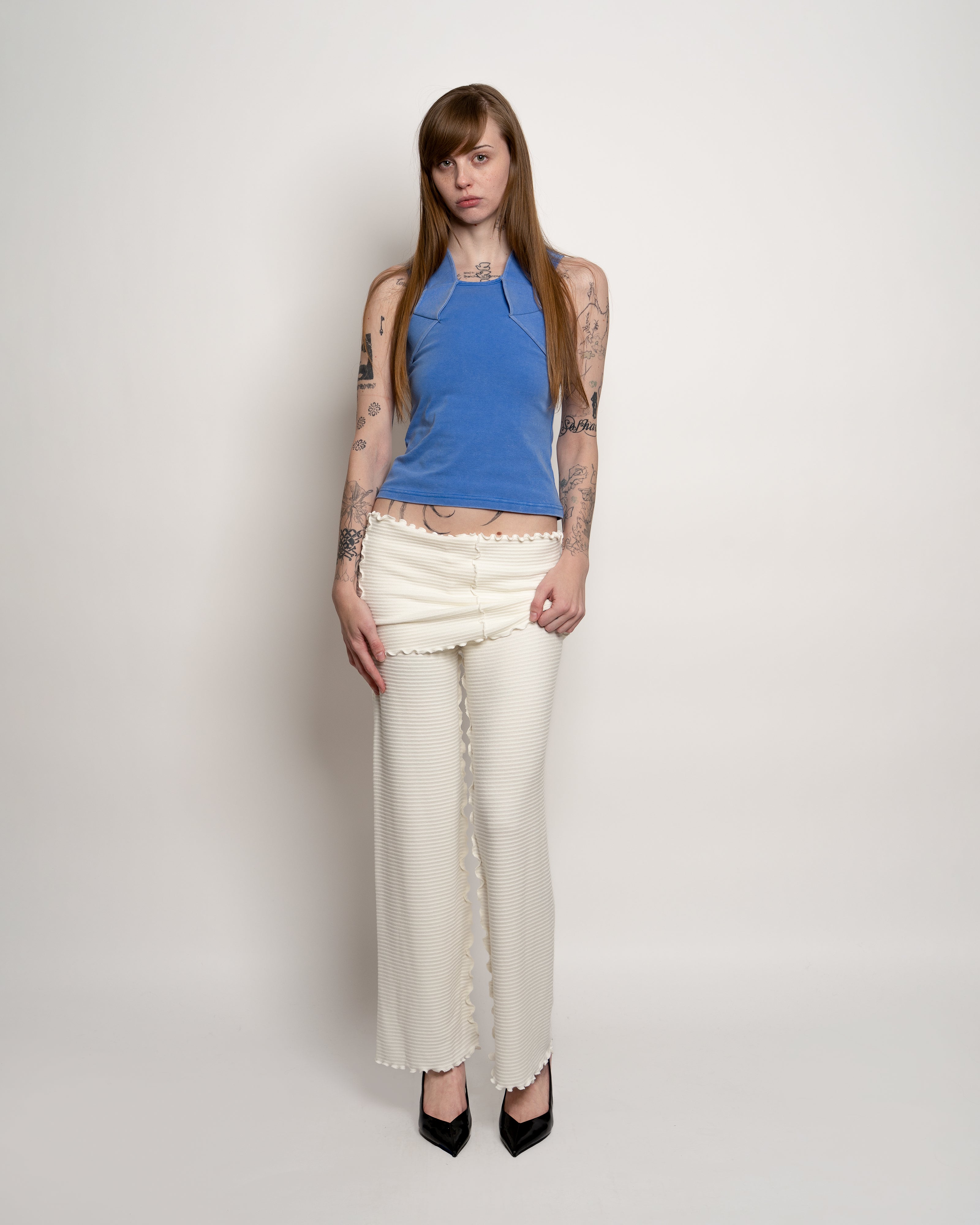 Blue Shoulder Ring Tank Top