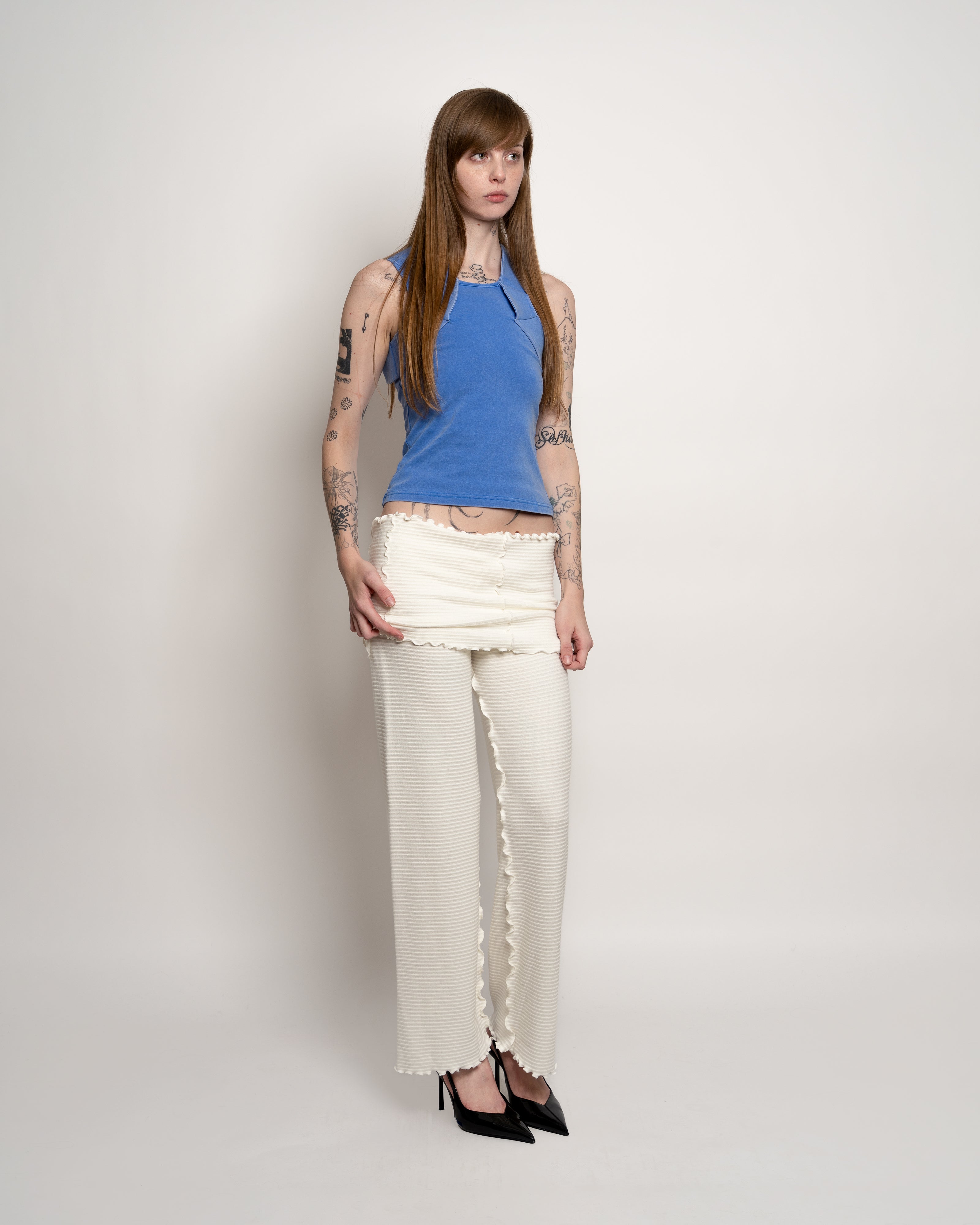 Blue Shoulder Ring Tank Top