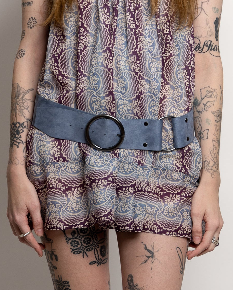 Suede O-Ring Belt in Denim