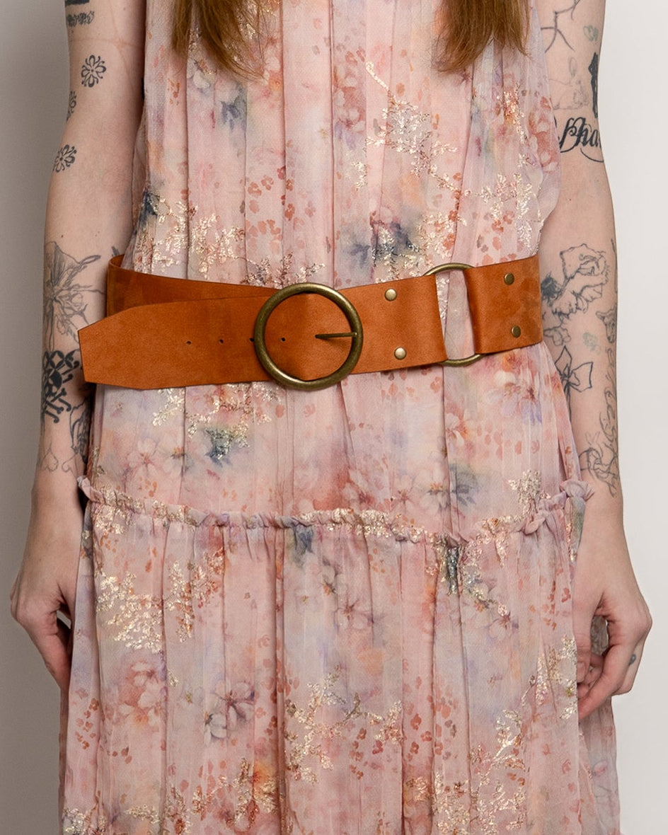 Suede O-Ring Belt in Siena